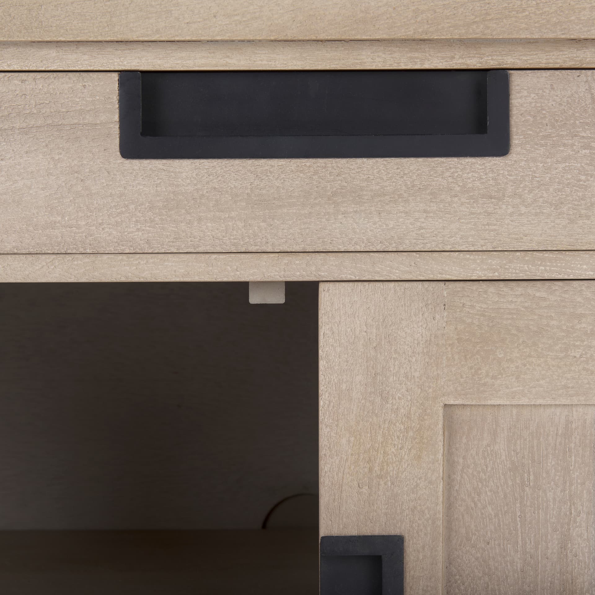 Braxton 33.5L x 18.5W x 31.5H Beige Wood W/Black Accents 2 Door Accent Cabinet — product photograph