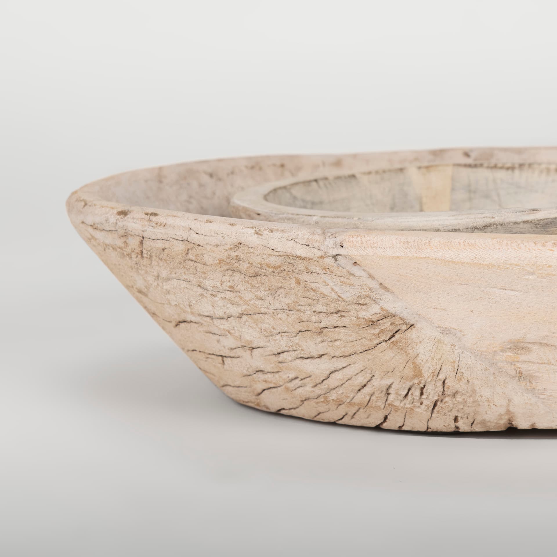 Nikita Set of 2 Large Light-Wash Reclaimed Wood Bowls — product photograph