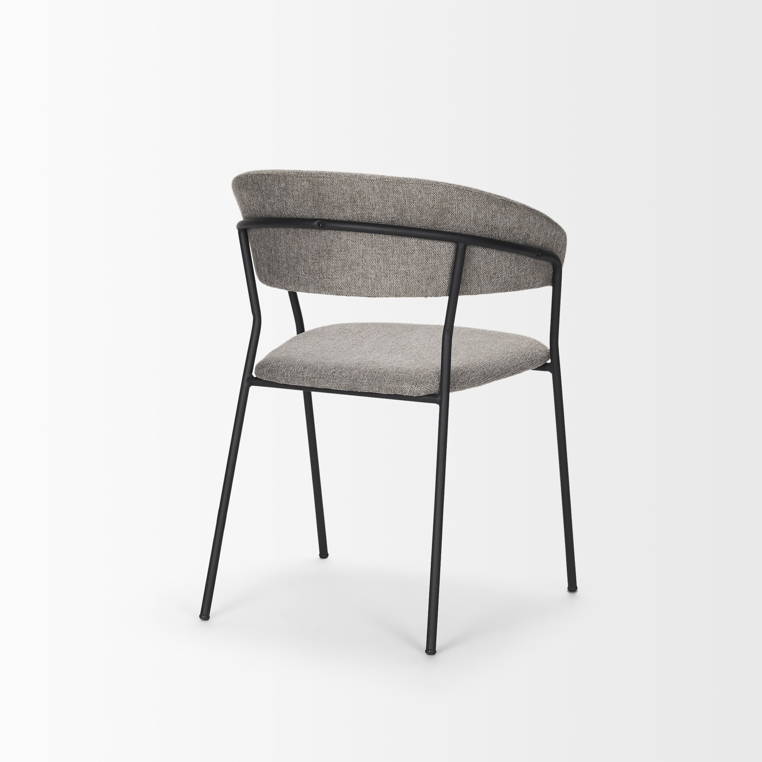 Carolyn Contoured Back Dining Side Chair | Gray Fabric w/ Metal — product photograph