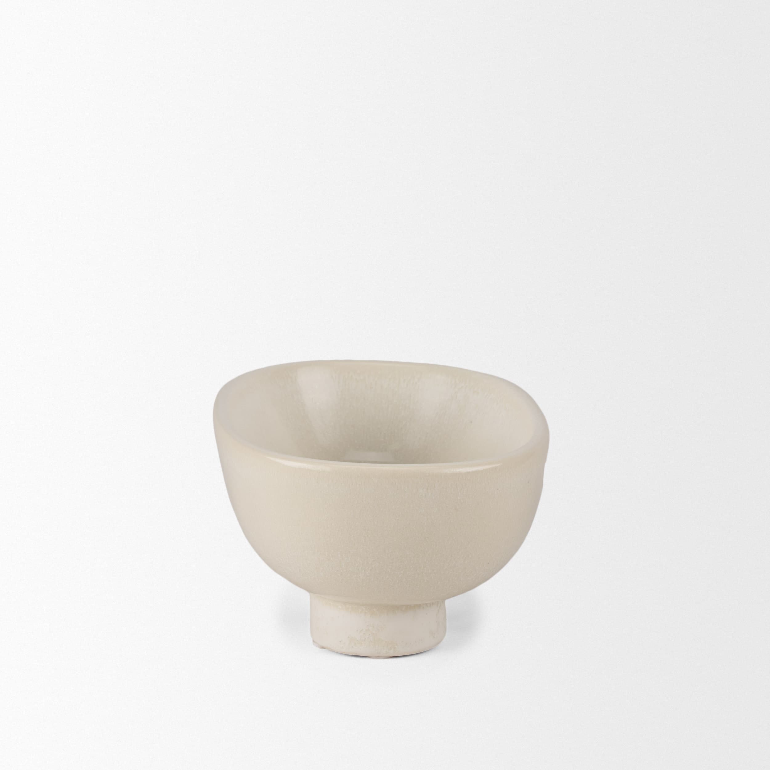 Tyren Cream Glazed Decorative Oblong Ceramic Bowl — product photograph