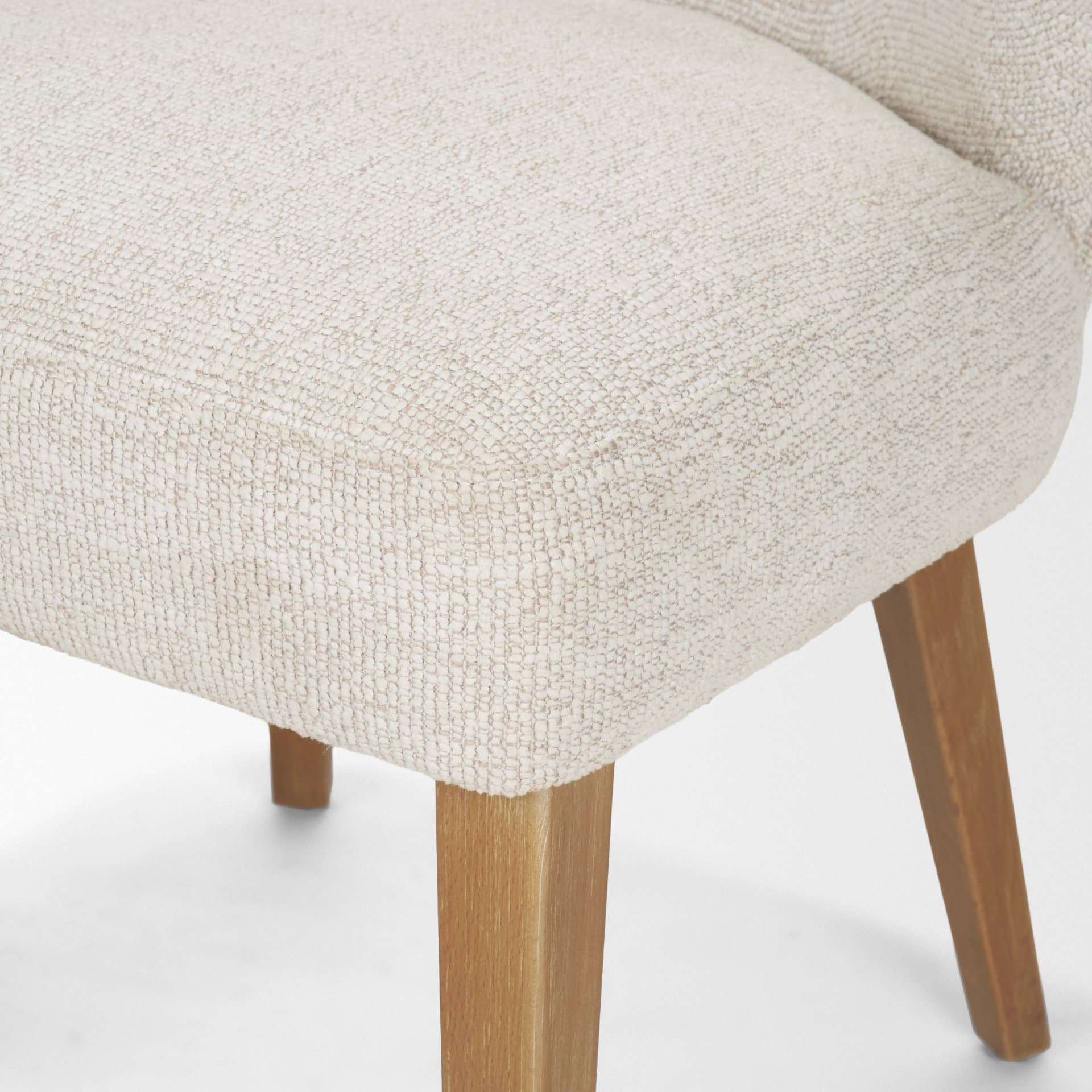 Niles Wingback Dining Side Chair | Cream Fabric w/ Med Brown Wooden — product photograph