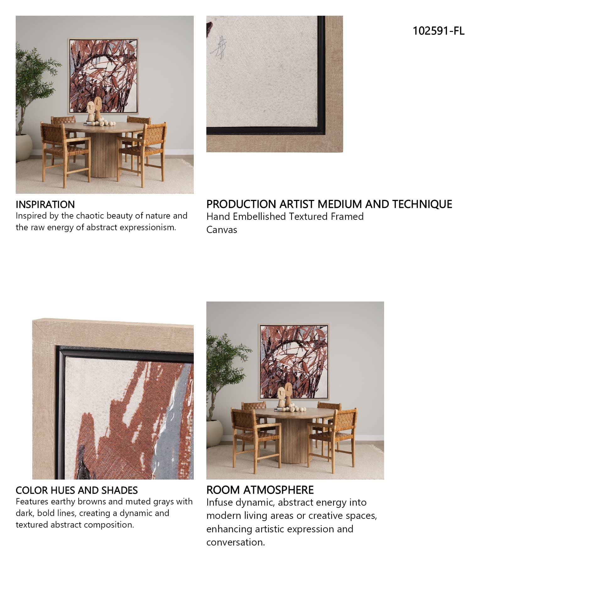 Raveled by Mercana Studio a Hand Embellished Textured Framed Canvas — in a styled room