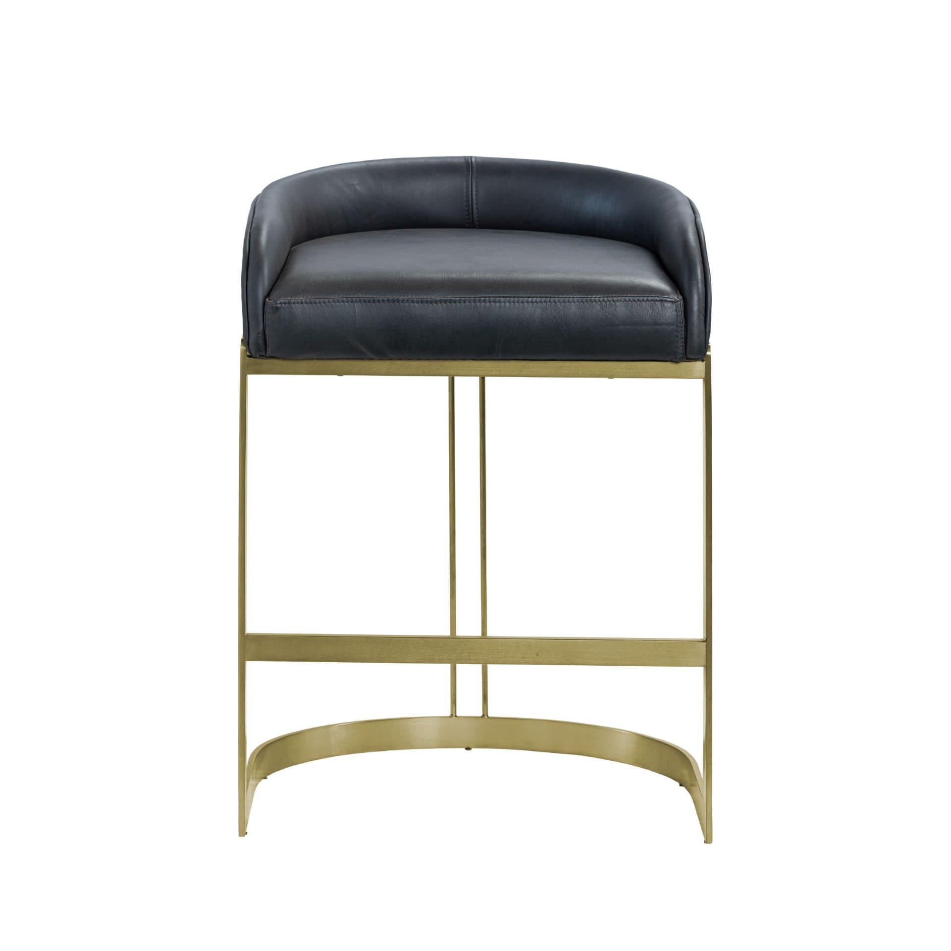 Hollyfield Low Back 24.75in Seat Counter Stool | Black Leather — product photograph
