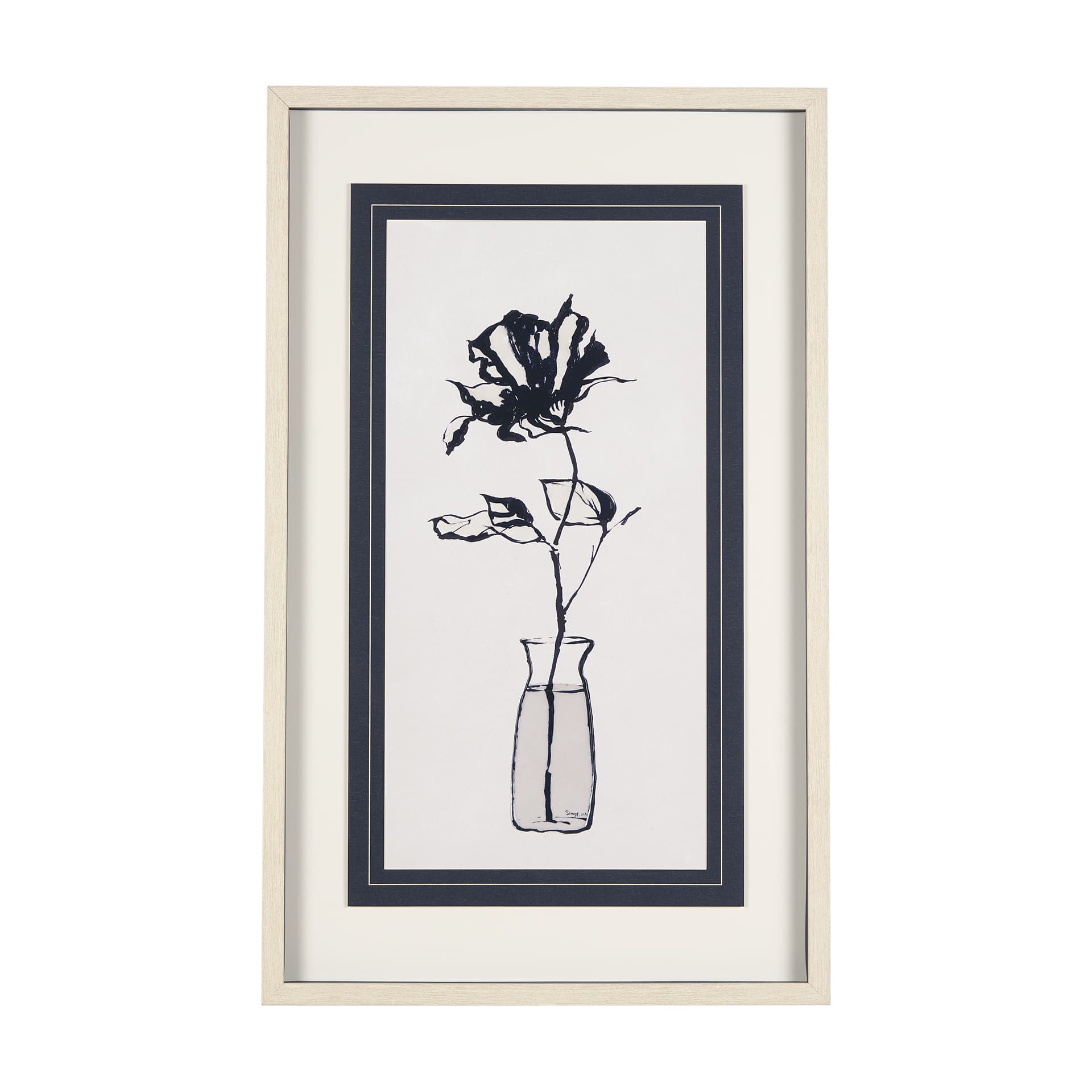 Sapphire Vase II by Mercana Studio a Hand Embellished Textured Framed Art Print Matted under Glass — product photograph