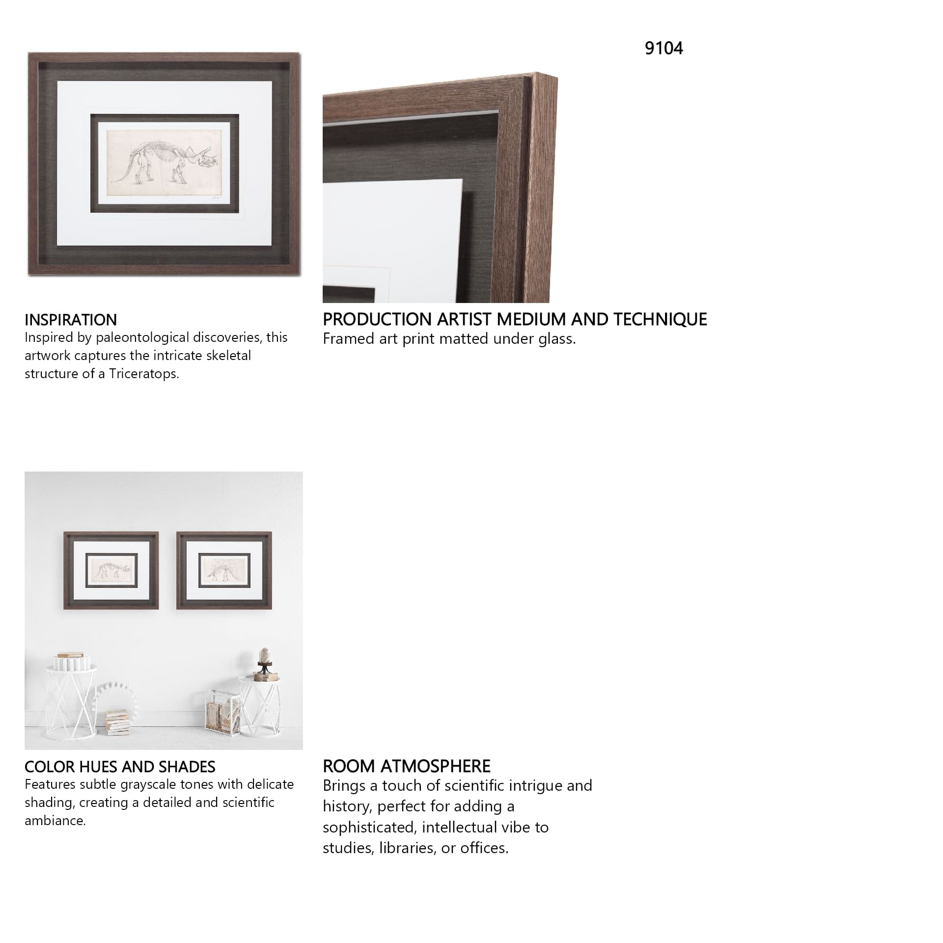 Custom Dinosaur Study II (MC) by Harper, Ethan a Framed Art Print Matted under Glass — in a styled room