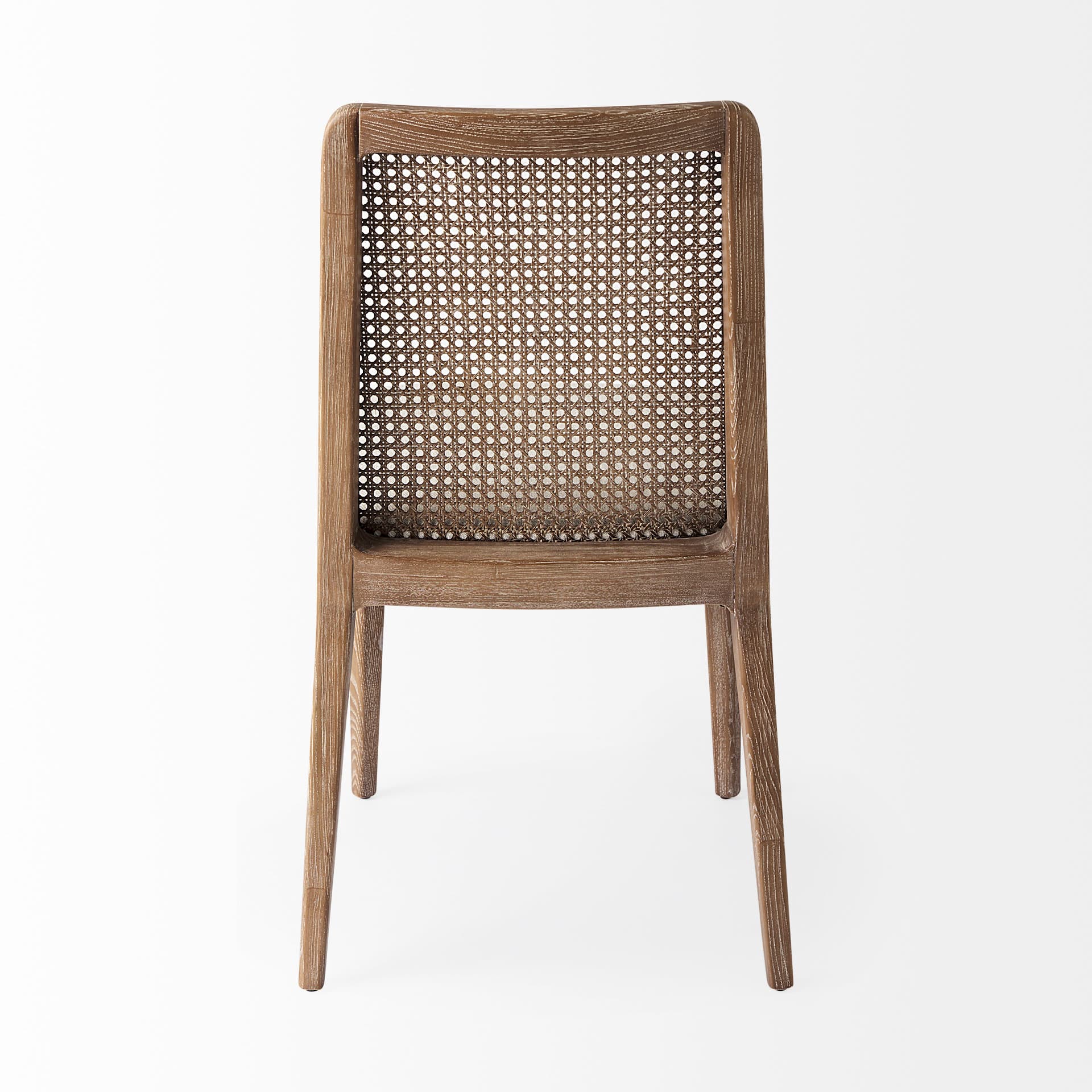 Clara Cane Back Dining Side Chair | Cream Fabric w/ Brown Wood — product photograph
