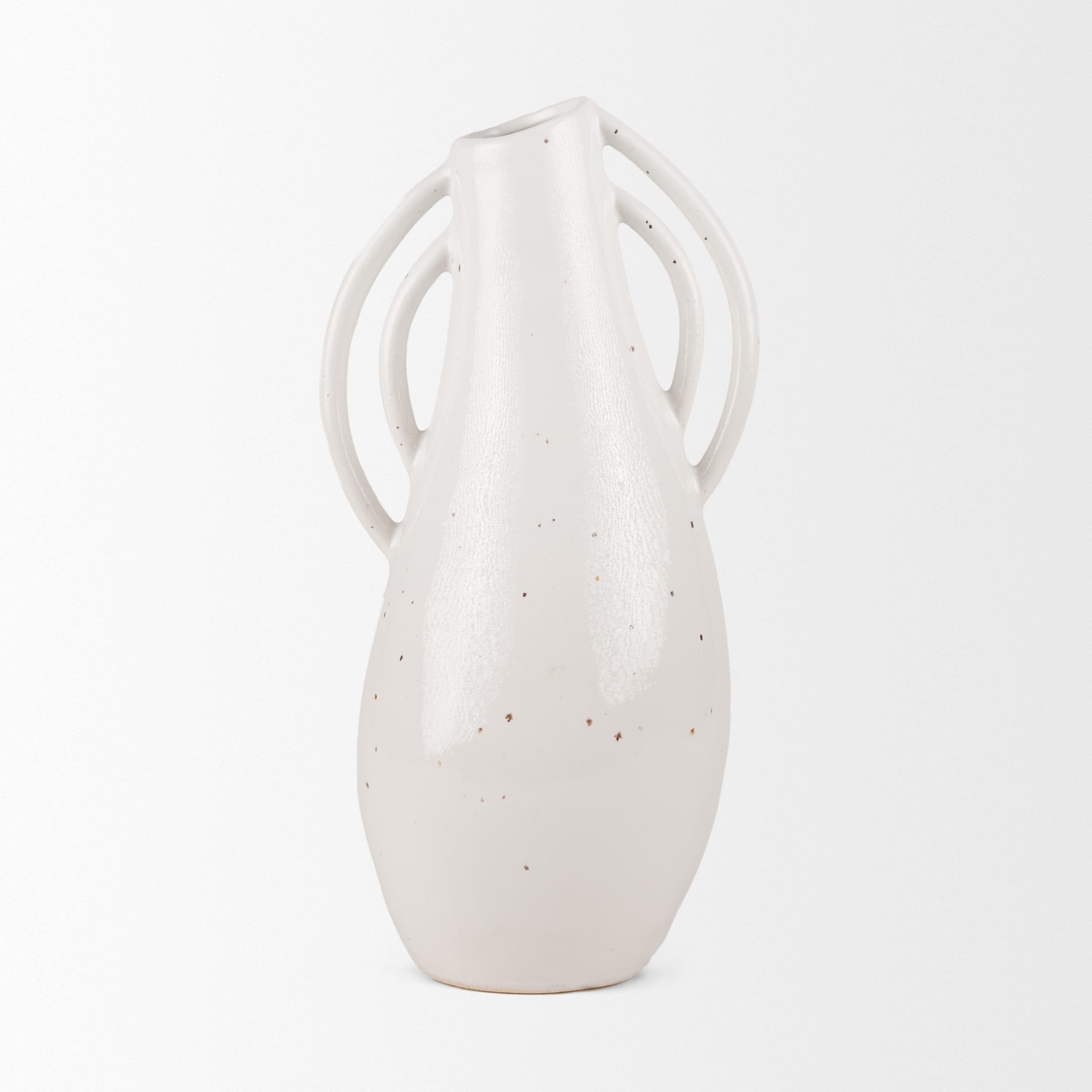 Urvi Tall Off White Speckled Asymmetrical Ceramic Vase — product photograph