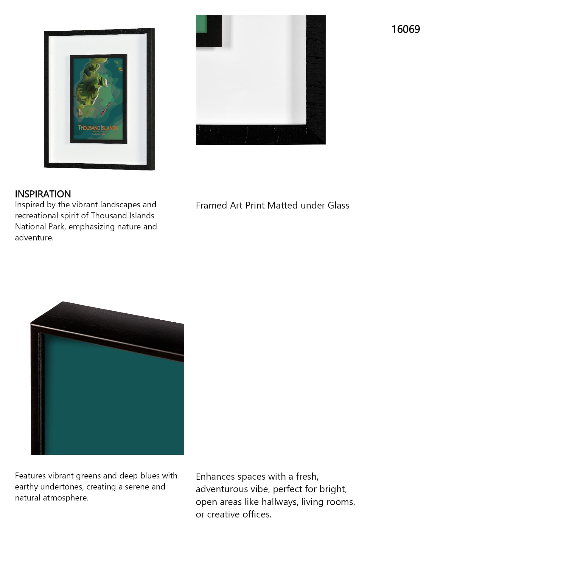 Thousand Islands GO (M) by Mercana Studio Framed Artwork Matted under Glass — in a styled room