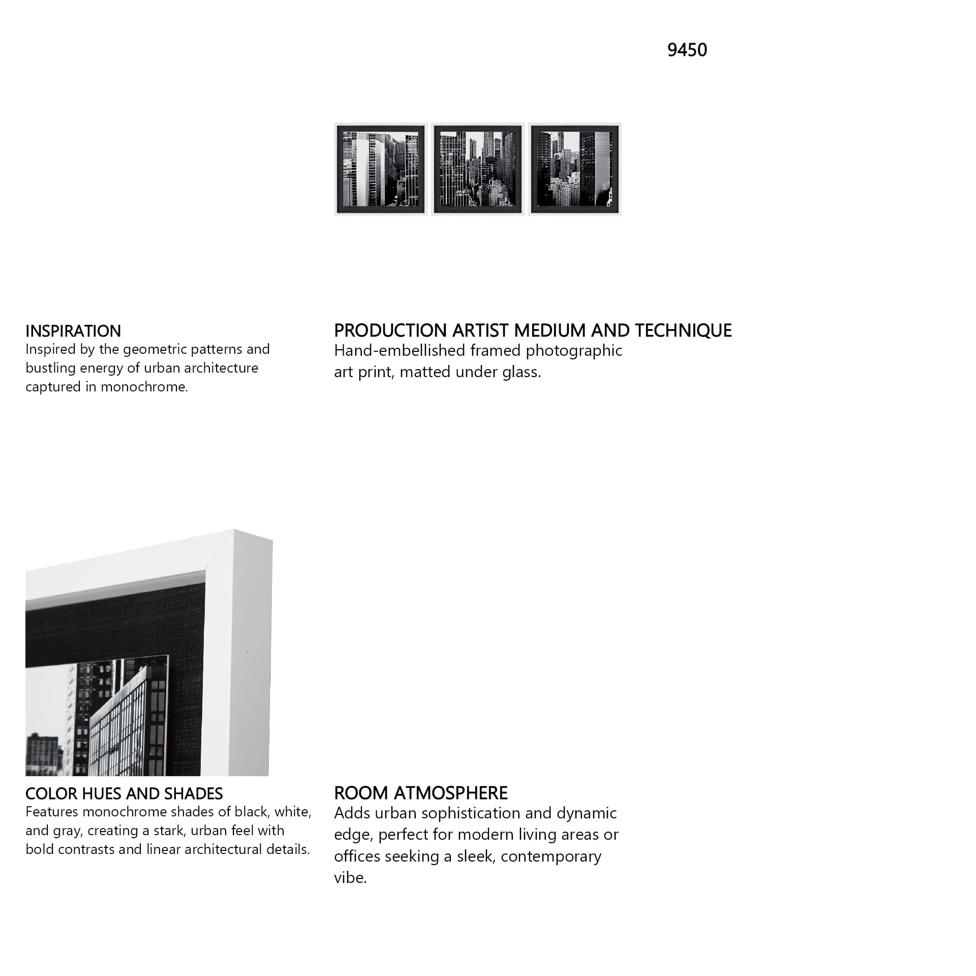 Custom Panorama of NYC VII (MC) (Set of 3) by Jeff Pica Hand Embelished Framed Photo Art Print Matte — in a styled room
