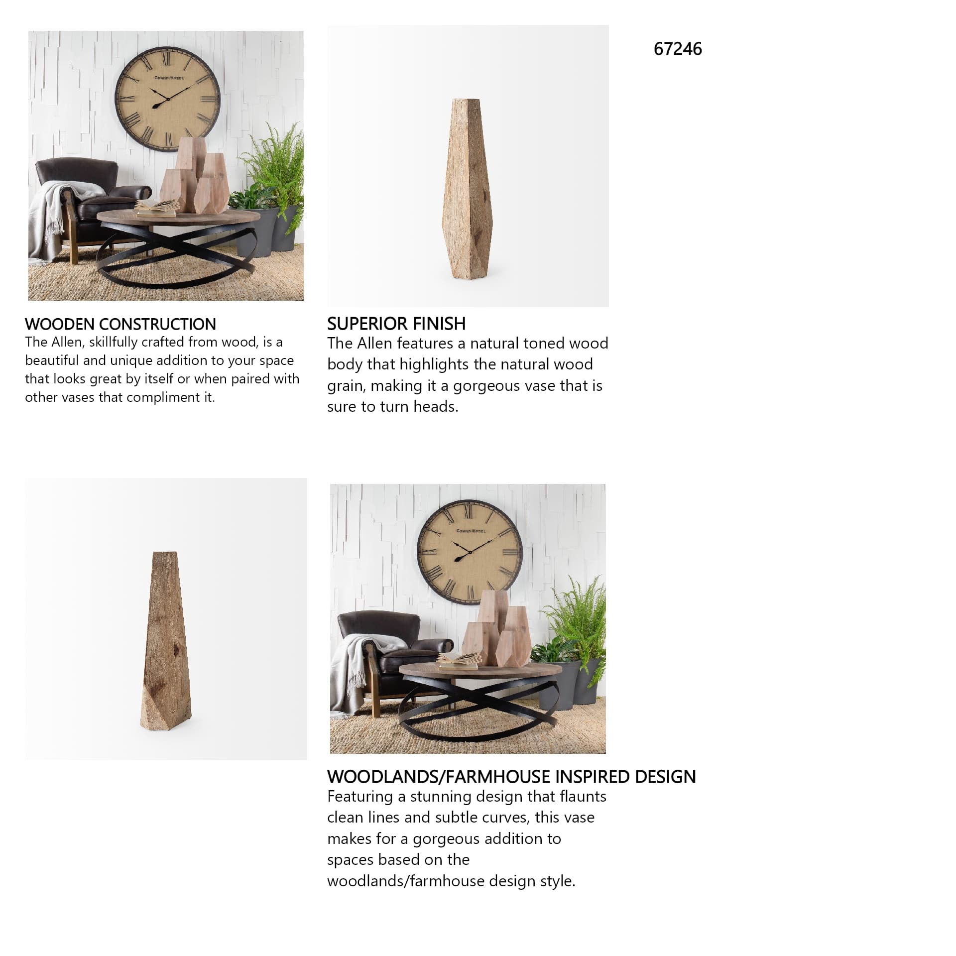 Allen II Small Natural Wooden Base Oval Vase — in a styled room