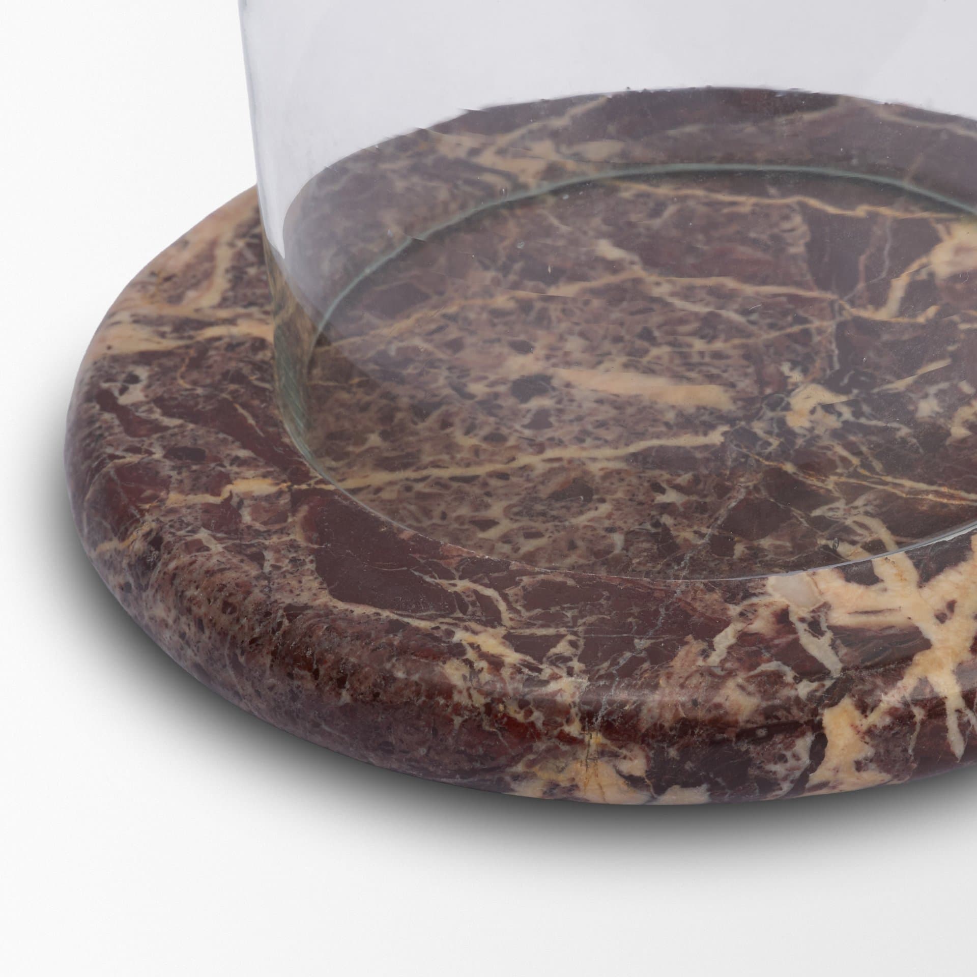 Bordo Red Marble w/ Glass Hurricane Candle Holder — product photograph