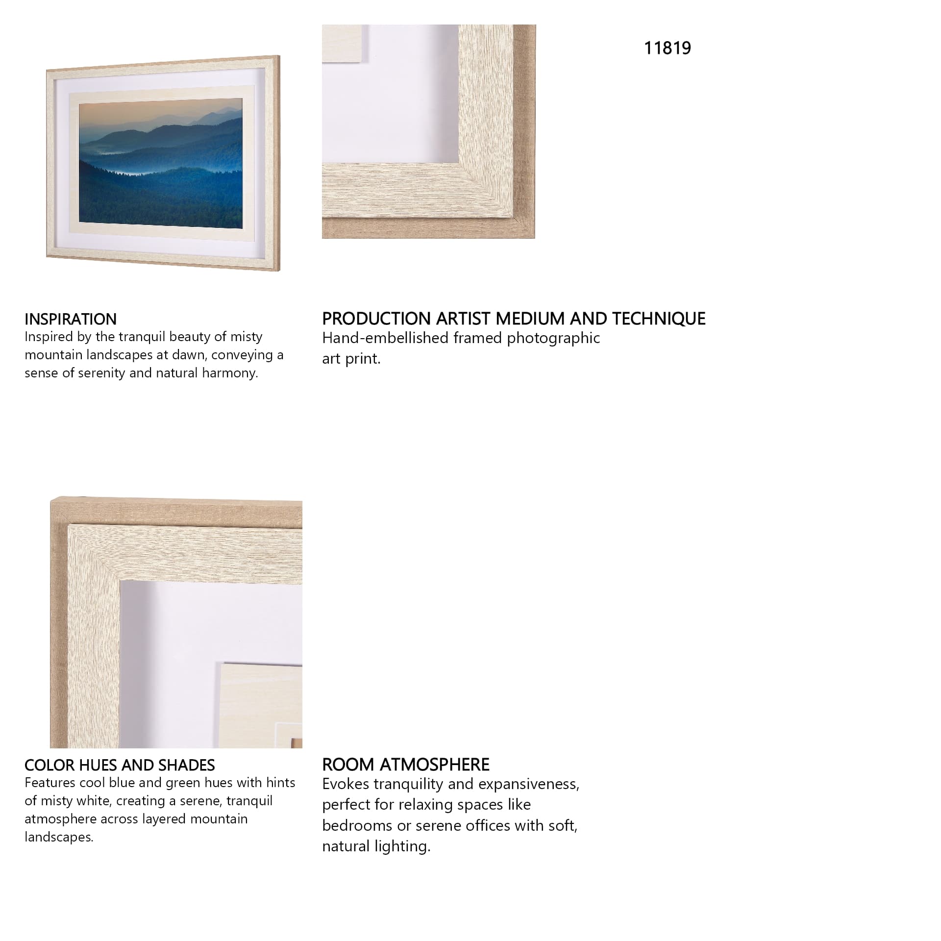 Mountain Fade by Staffan Widstrand a Hand Embellished Textured Framed Art Photo Matted under Glass — in a styled room