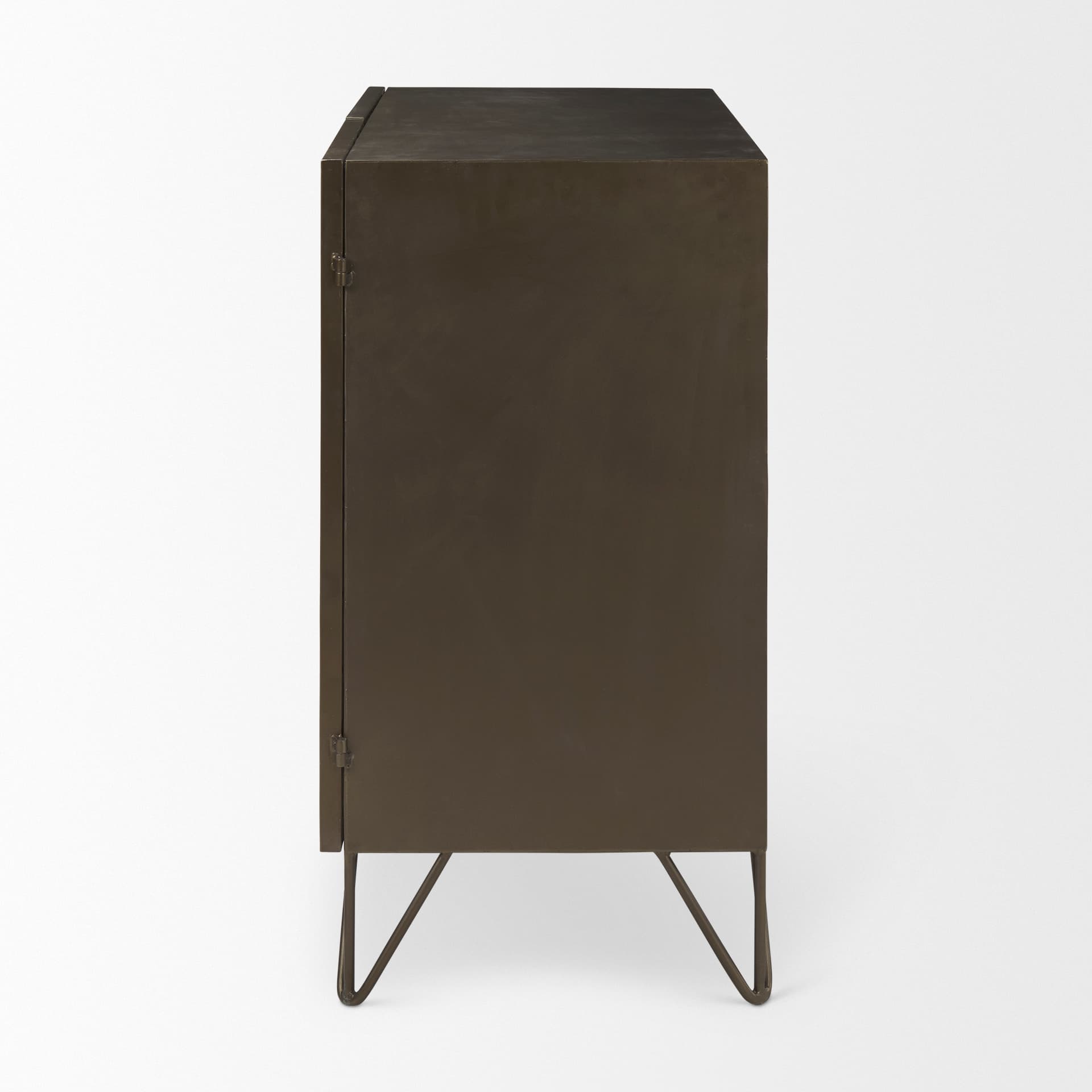 Pandora Dark Brass Metal W/Red Wood 2 Door Accent Cabinet — product photograph