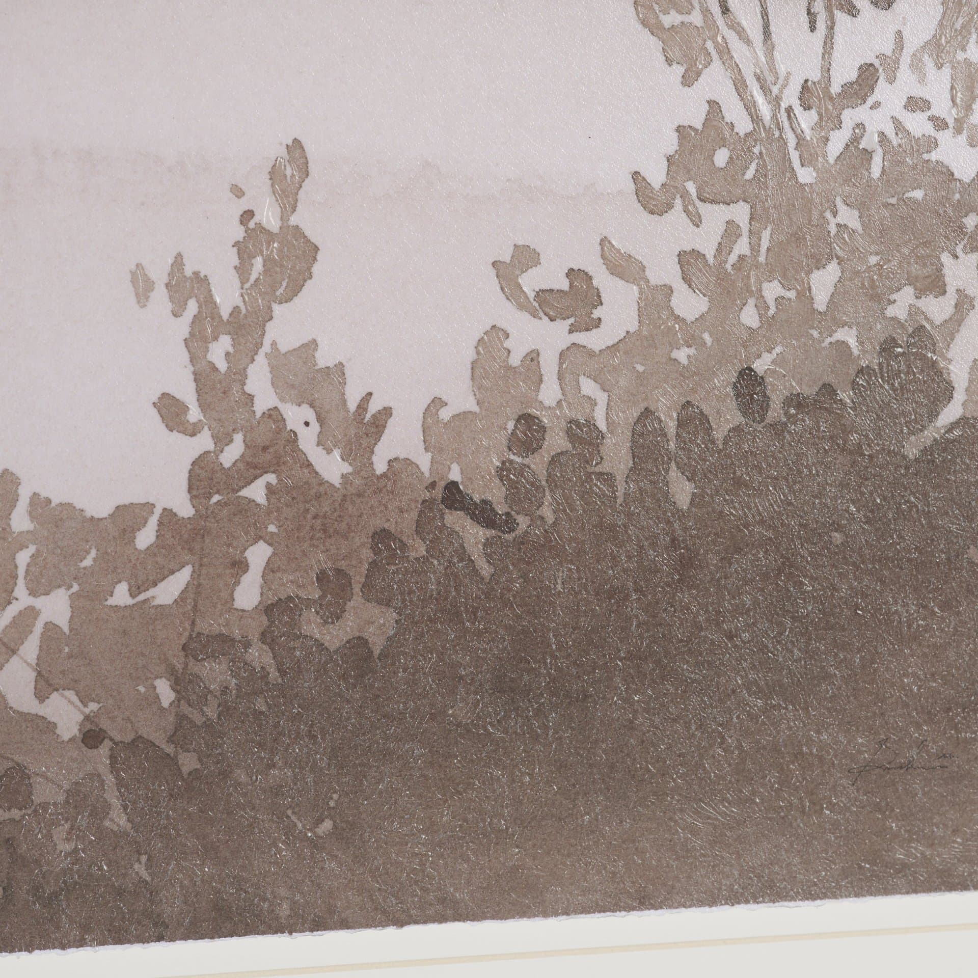 Lowland Fog by Mercana Studio Hand-Embellished Textured Framed Artwork Matted under Glass — product photograph