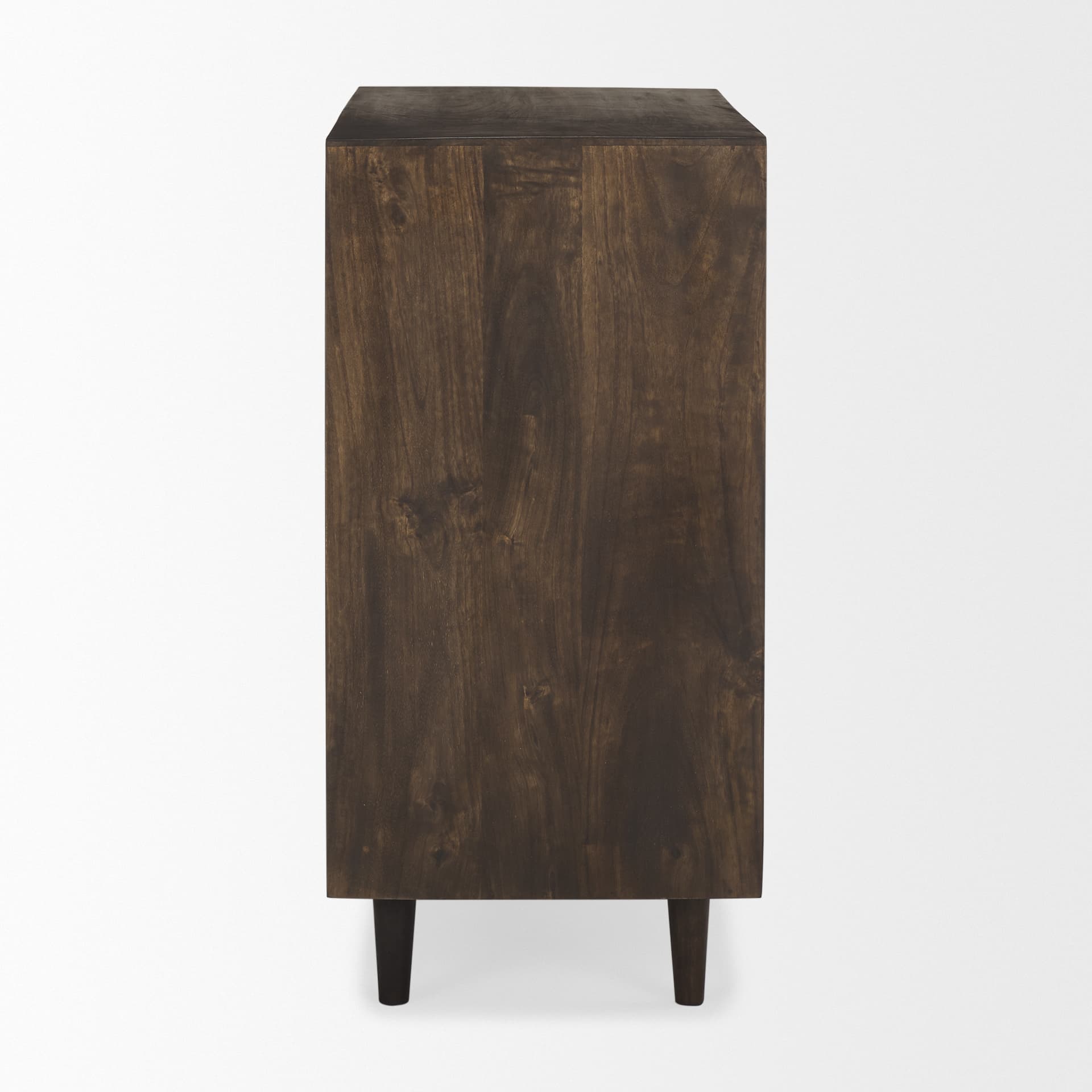 Tucker Dark Brown Wood w/ Carved Arch Pattern 2 Door Cabinet — product photograph