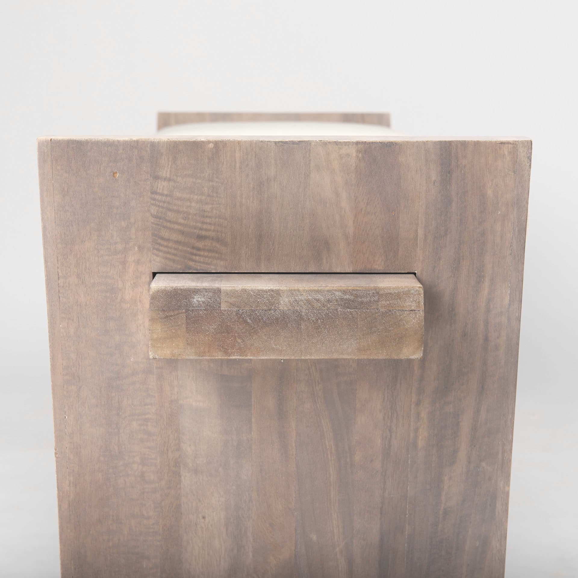 Elaine I 58L x 14.75W x 20H Brown Wood Upholstered Cream Seat Entryway Bench — product photograph