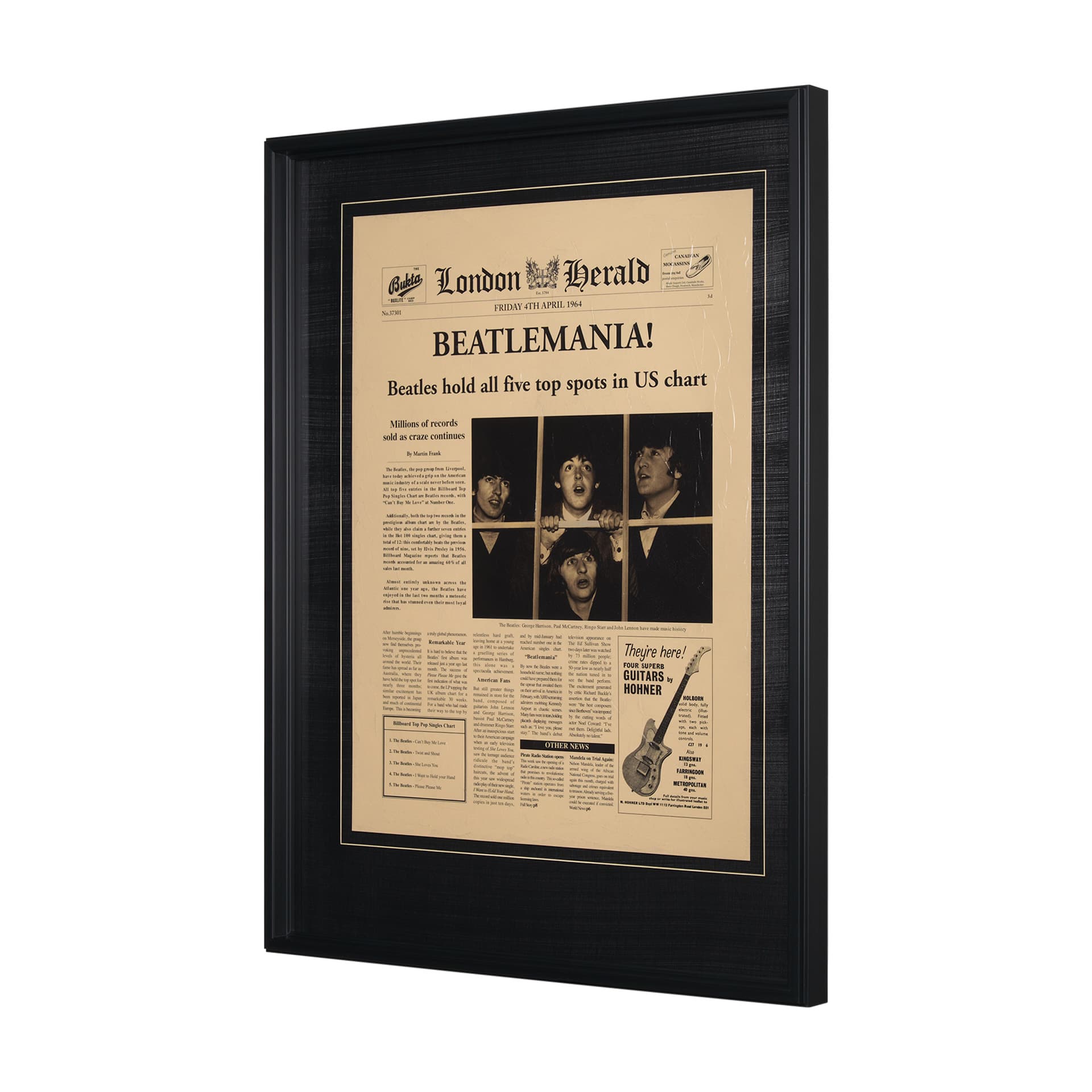 Beatlemania! by The Vintage Collection a Hand Embellished Framed Art Print Matted under Glass — product photograph