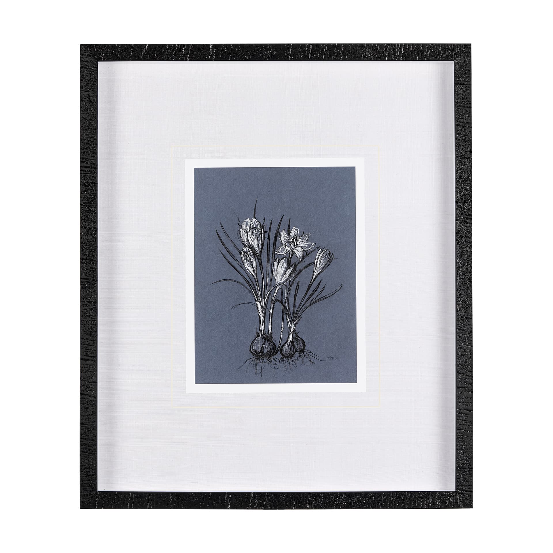 Botanical sketches V (Blue) by Mercana Studio Hand Embellished Framed Art Print Matted under Glass — product photograph