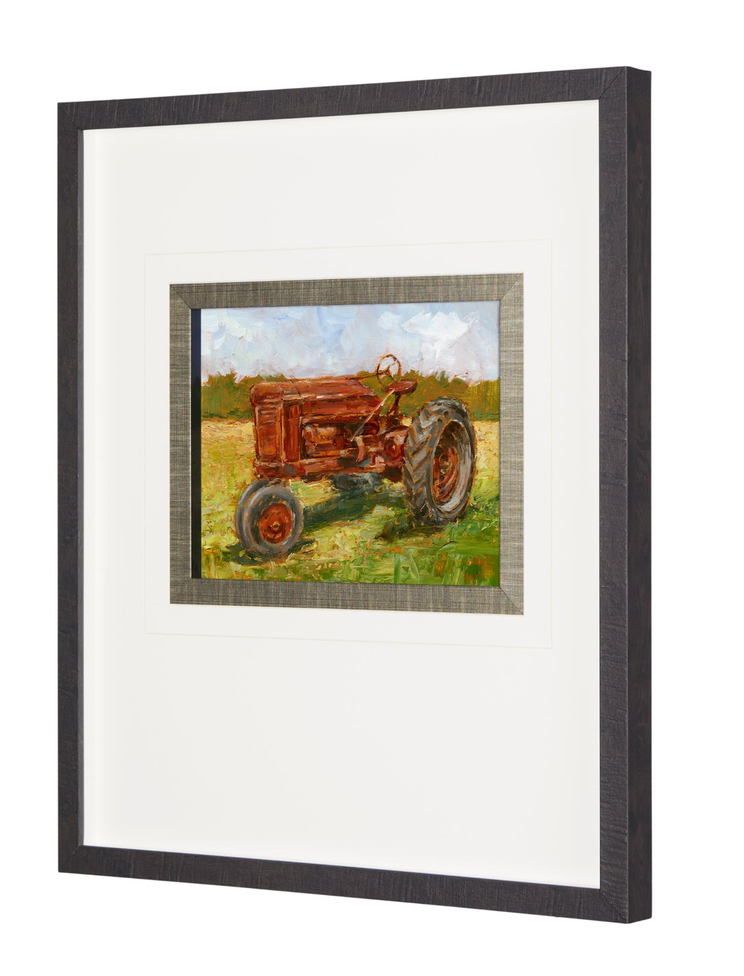Rustic Tractors II by Mercana Studio a Hand Embellished Textured Framed Art Print Matted under Glass — product photograph