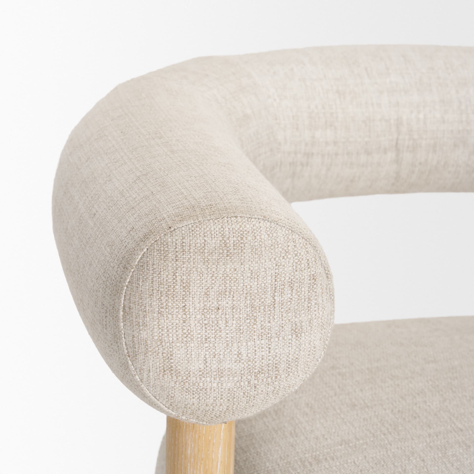 Gianna Open Back Light Brown Wood w/ Oatmeal Fabric Accent Chair — product photograph