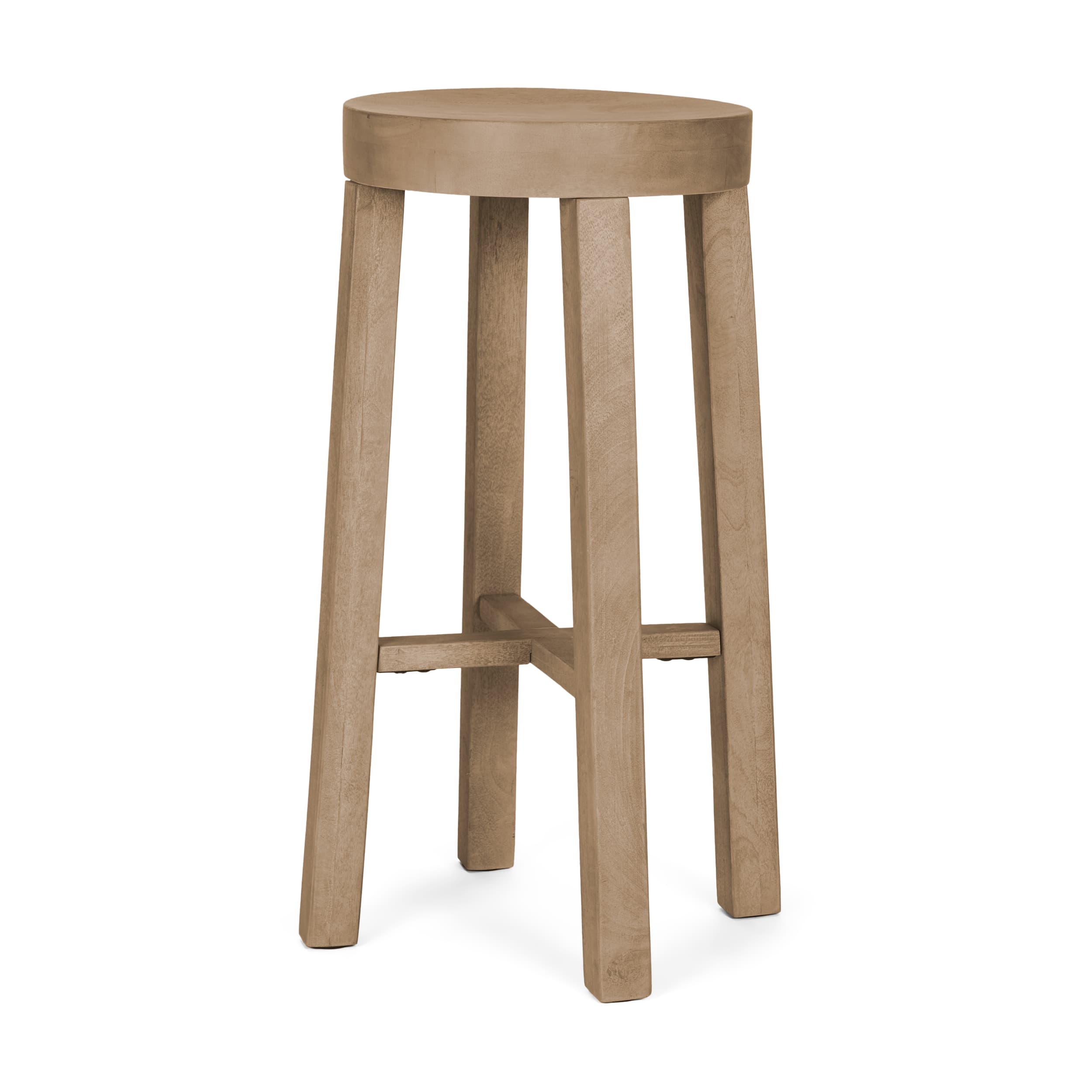 Brahma Backless 30in Seat Bar Stool | White Washed Wood — product photograph