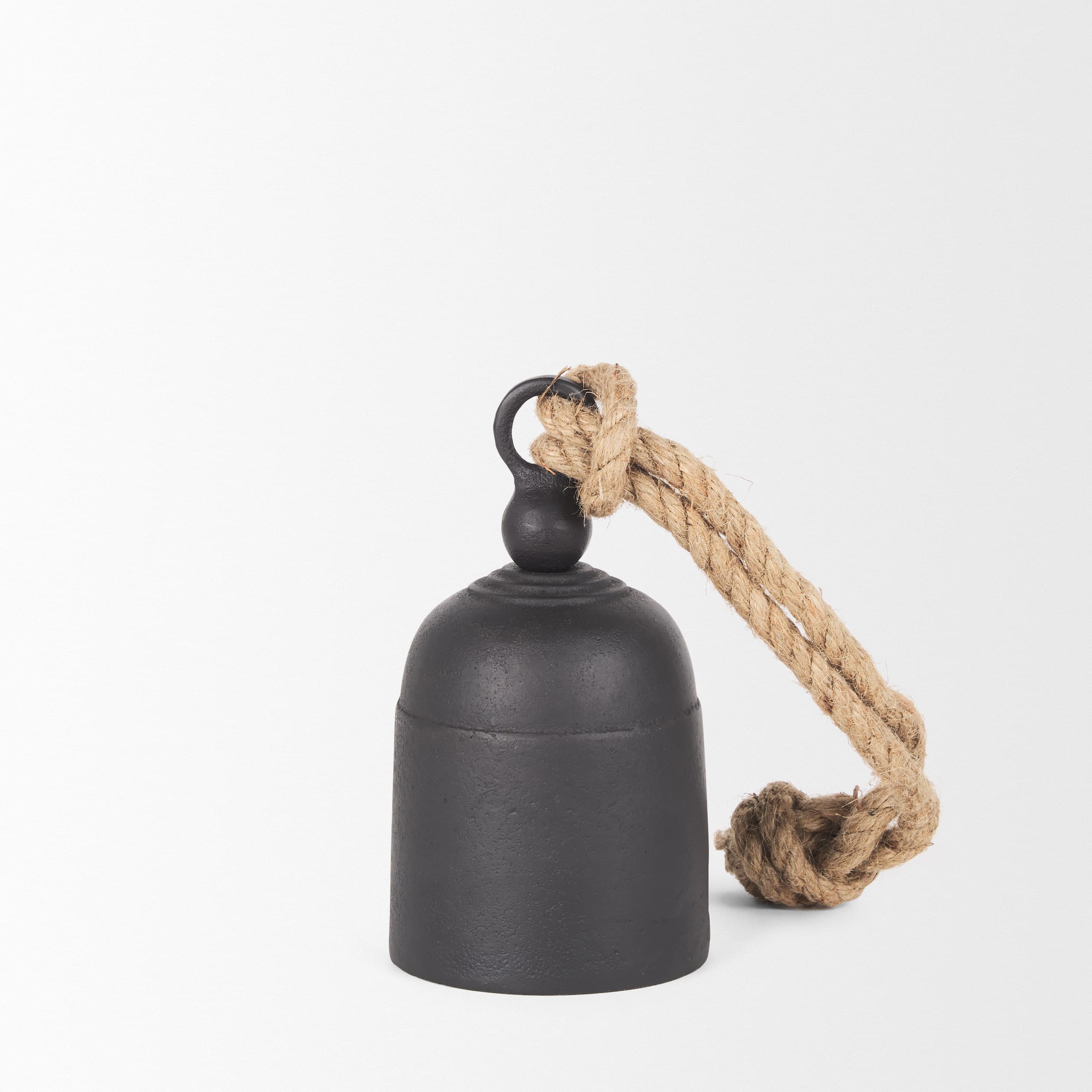 Quincy Small Matte Black Metal Decorative Bell Object — product photograph