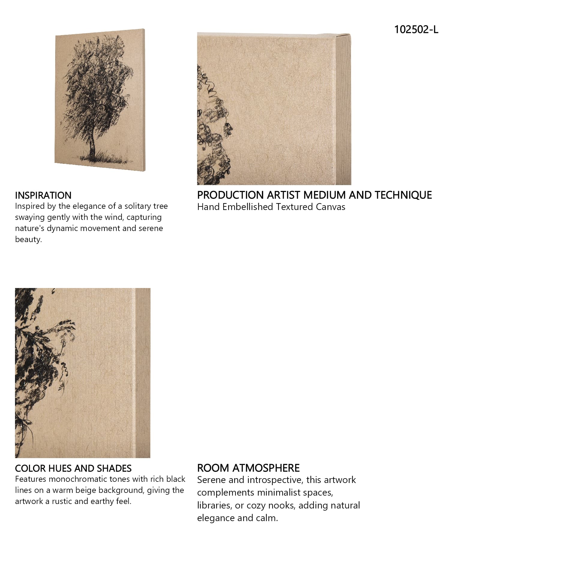 Tree Drawing II by Mercana Studio a Hand Embellished Textured Canvas — in a styled room