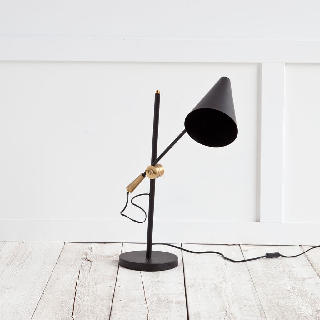 Fragon II(26"H) Black/Gold Metal Adjustable Cone Shade Table Lamp — product photograph