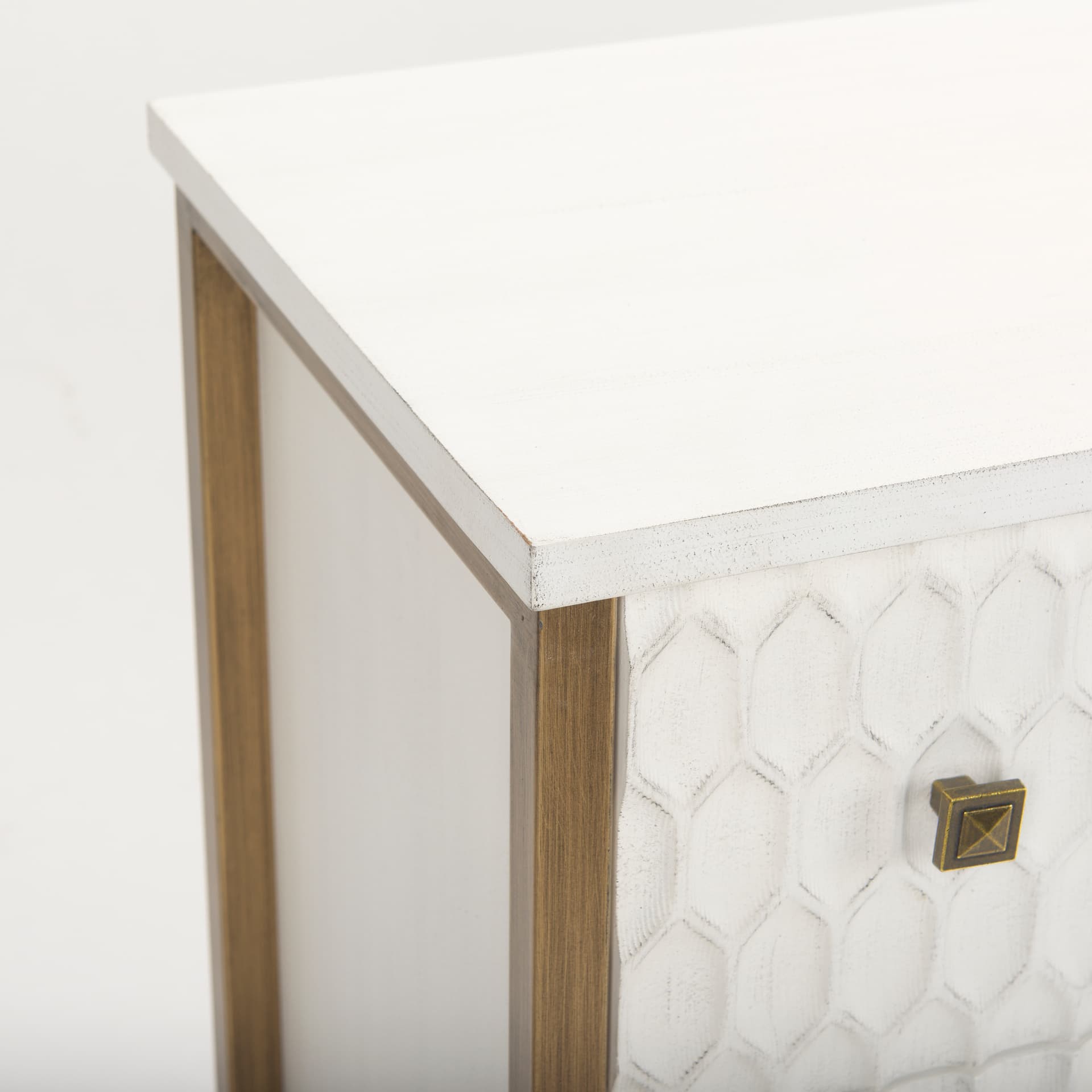 Savannah White Fir Veneer w/ Gold Metal Accents 6-Drawer Sideboard — product photograph