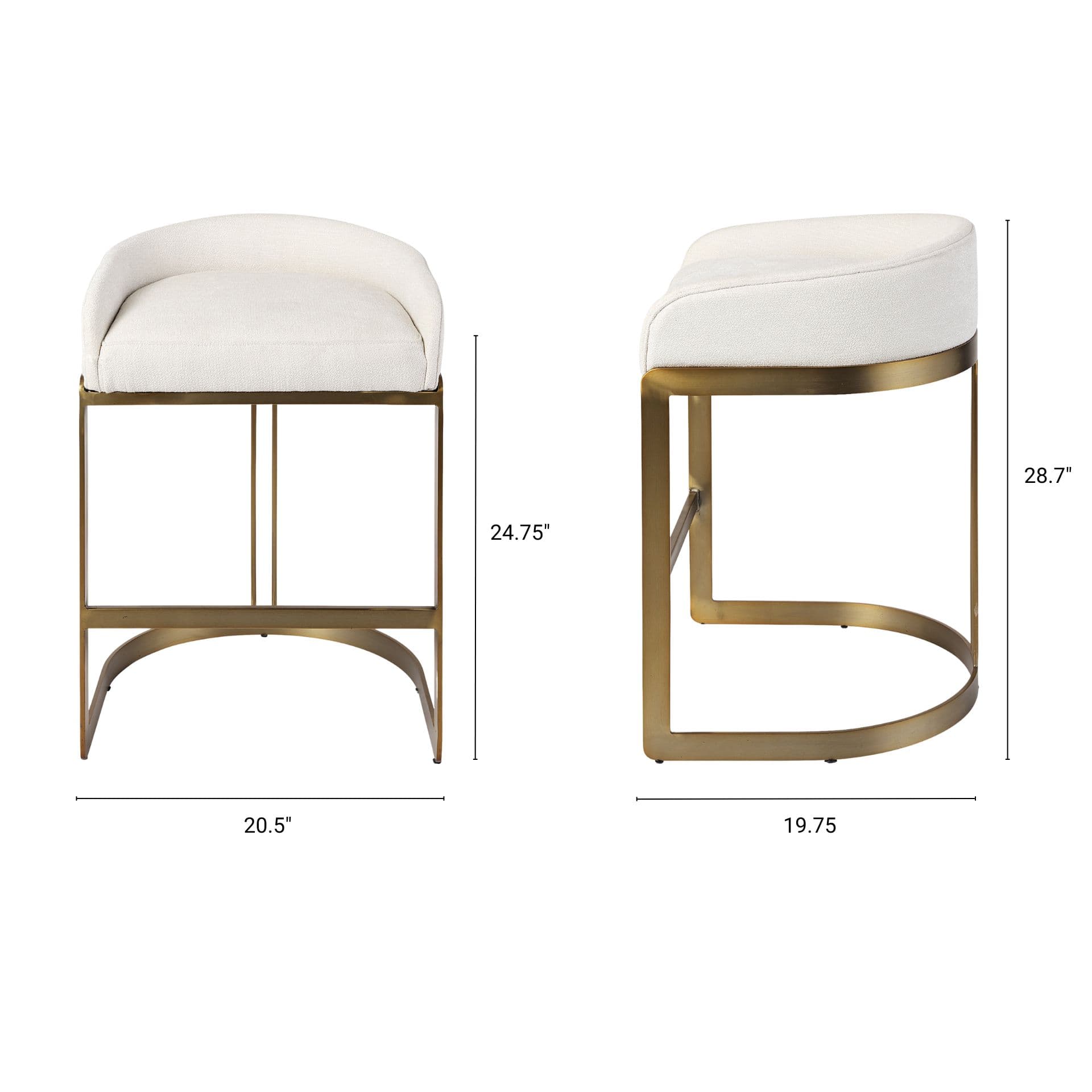 Hollyfield Low Back 28.7in Seat Bar Stool | II Cream Fabric w/ Counter — product photograph