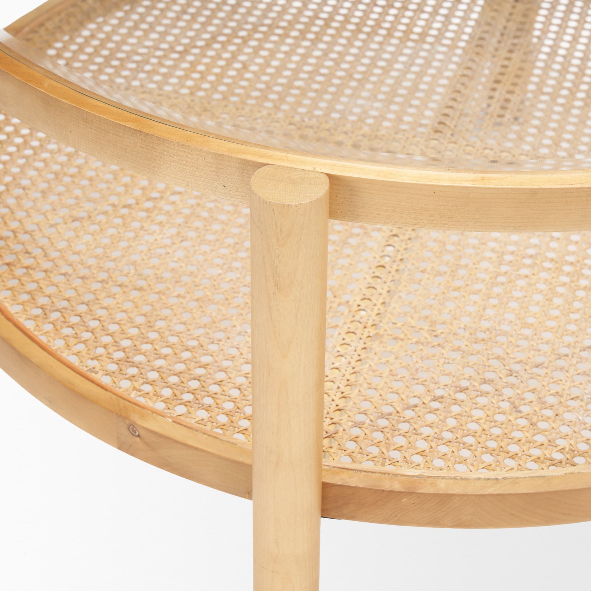 Weslyn Solid Light Brown Wood and Glass Top w/ Cane Coffee Table — product photograph