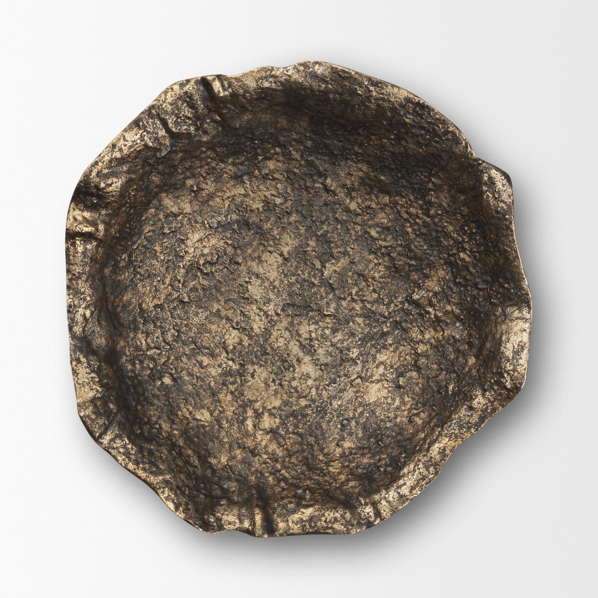 Verdant Small Antiqued Brass Metal Decorative Centerpiece Bowl — product photograph