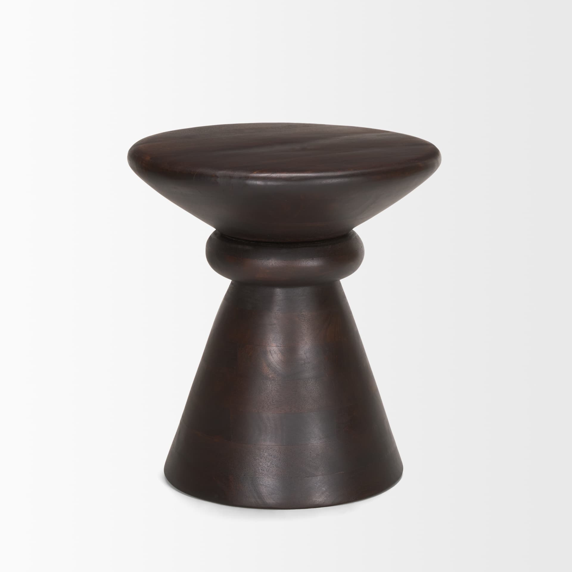 Palmera Dark Brown Wood Pedestal Accent Table — product photograph