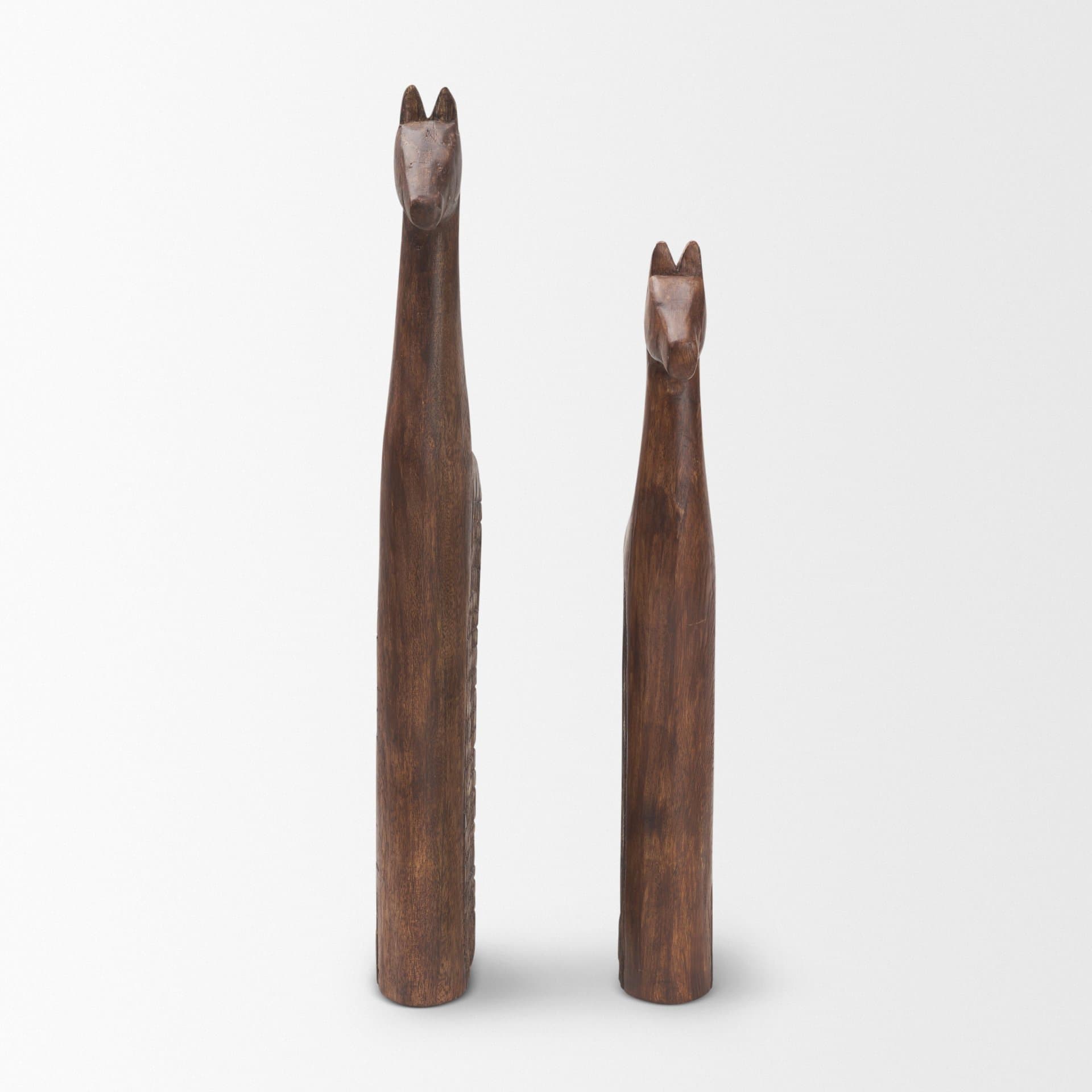 Farasi Medium Brown Wood Carved Horse Object (Set of 2) — product photograph