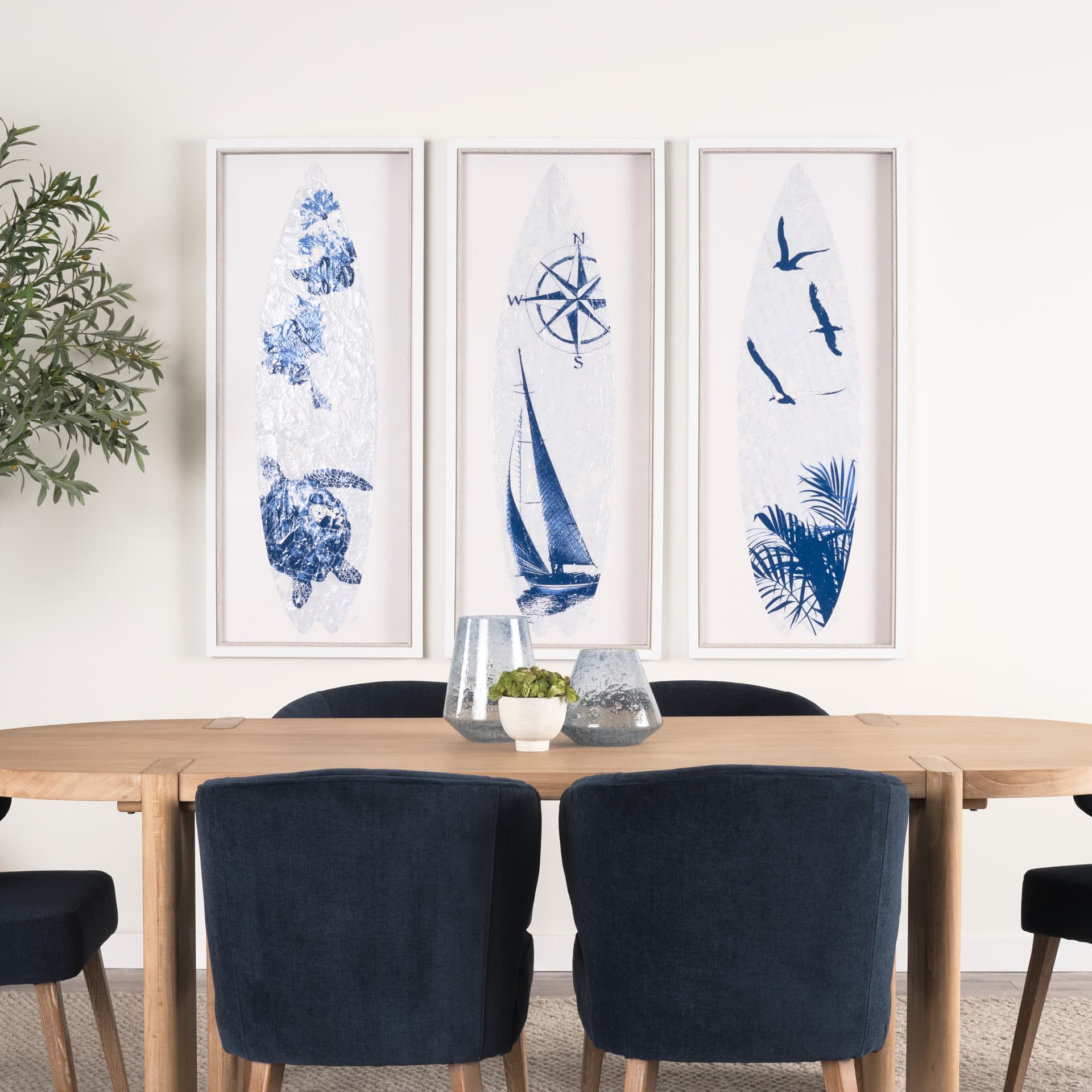 Surfs Up 3 by Mercana Studio a Hand Embelished Textured Framed Art Print — in a styled room