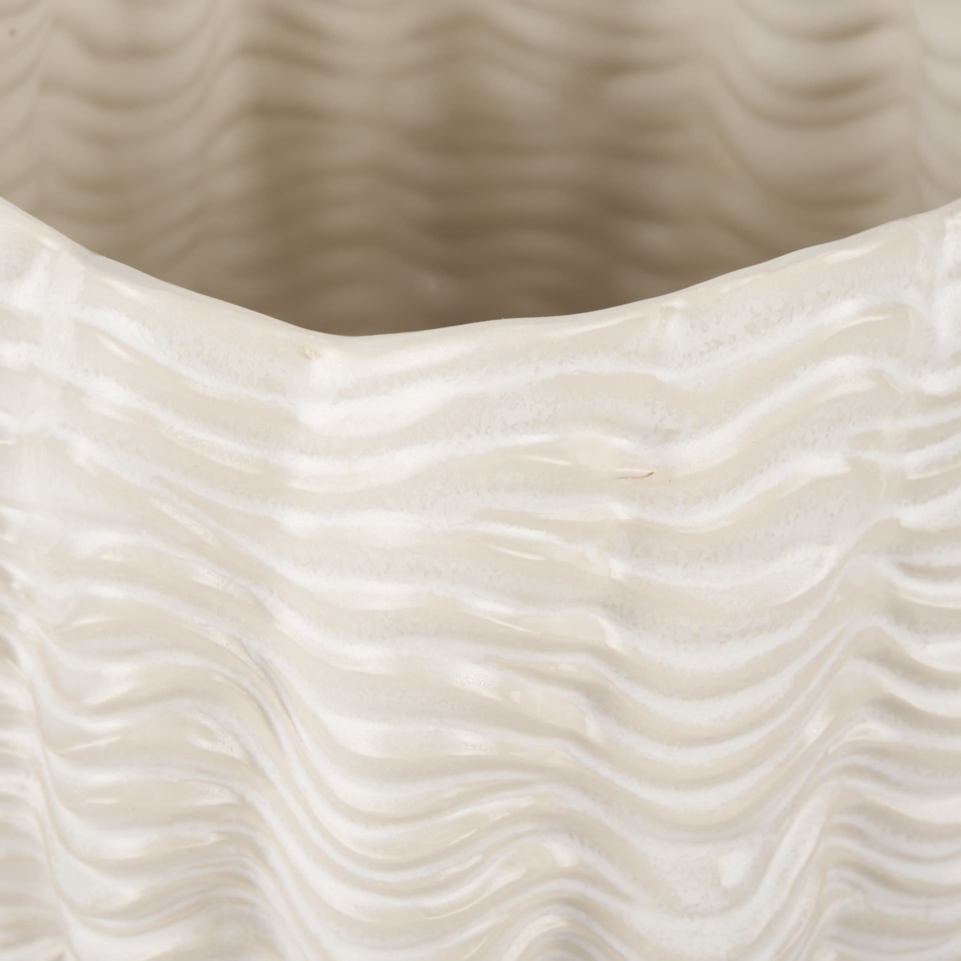 Velia Short Seashell Sculptural Cream Glazed Ceramic Vase — product photograph
