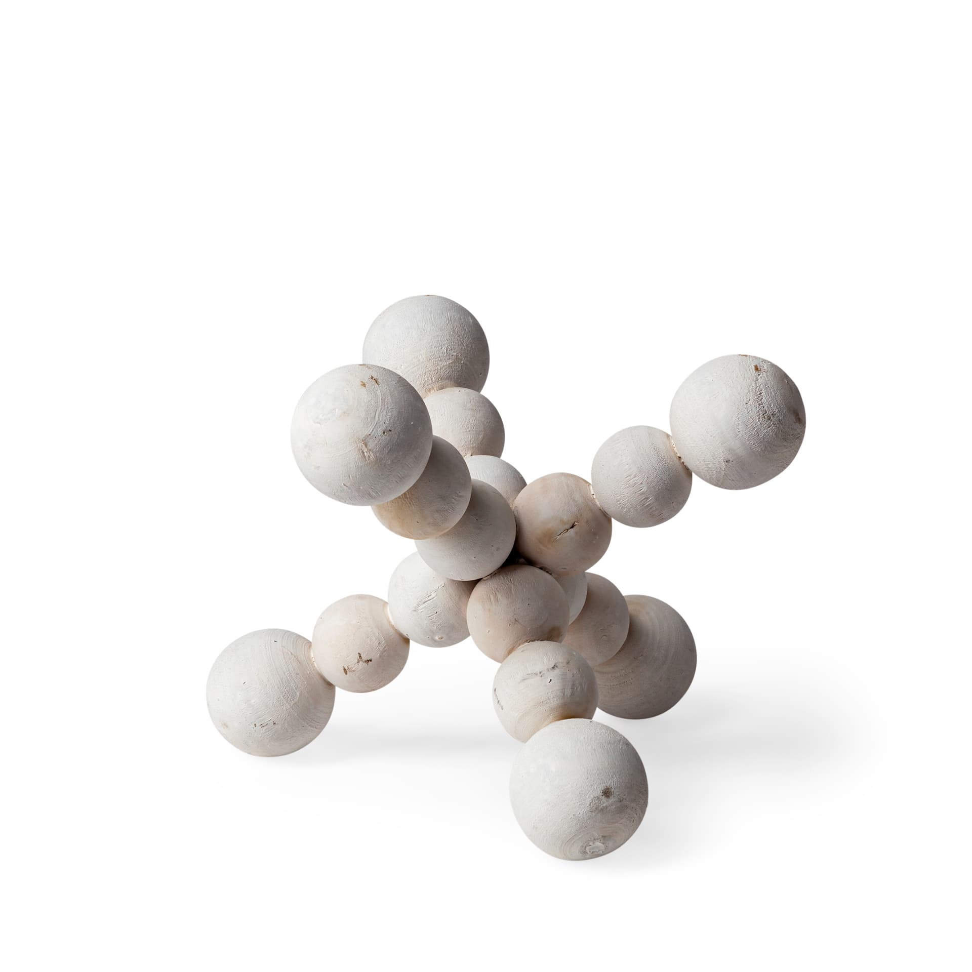 Carrollton I (Small) 7L x 7W Off-White Geometric Wood Ball Jack — product photograph