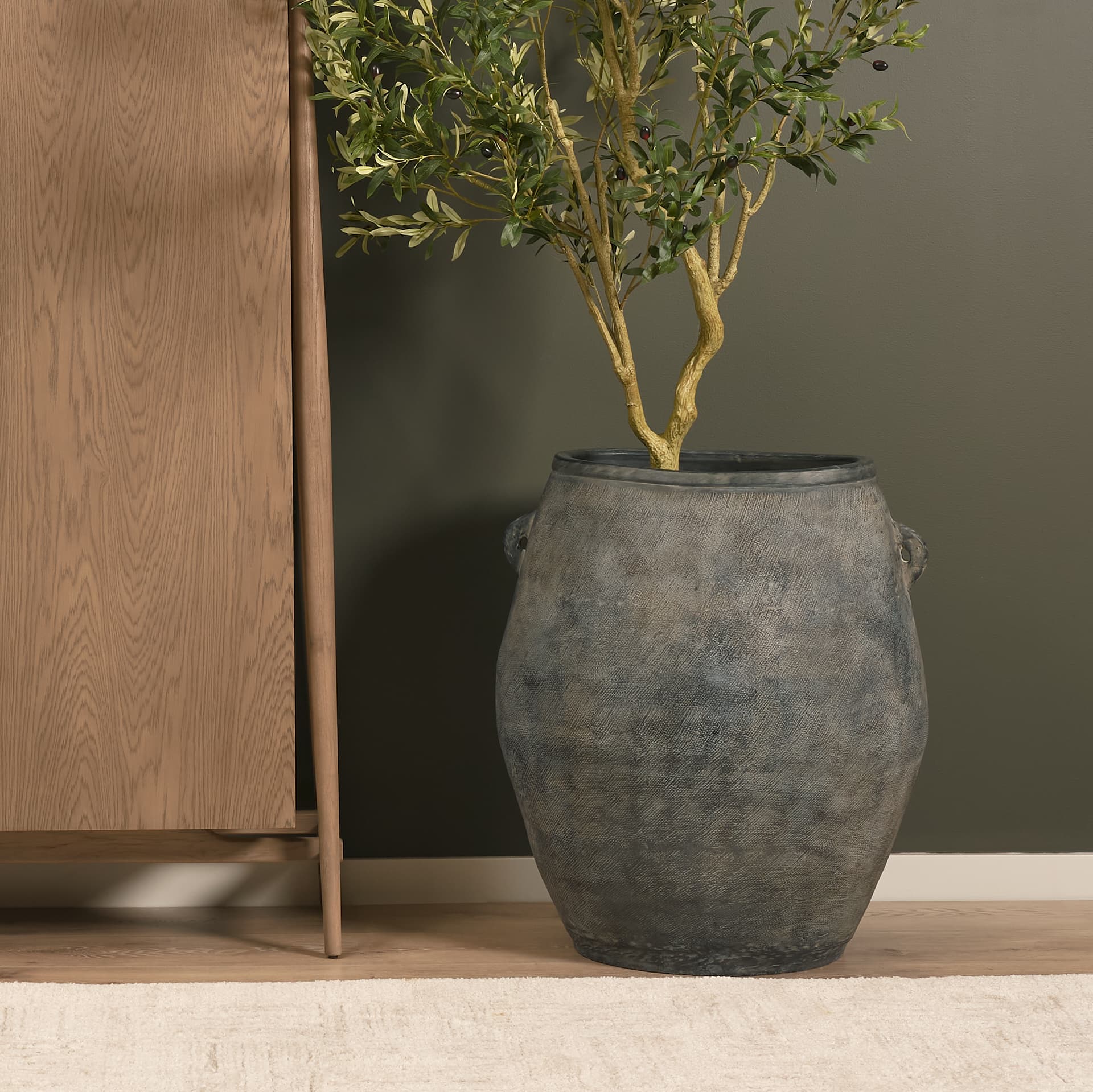 Zuma 27.2L x 20.5W x 31.9H Dark Gray Ceramic Floor Vase — product photograph