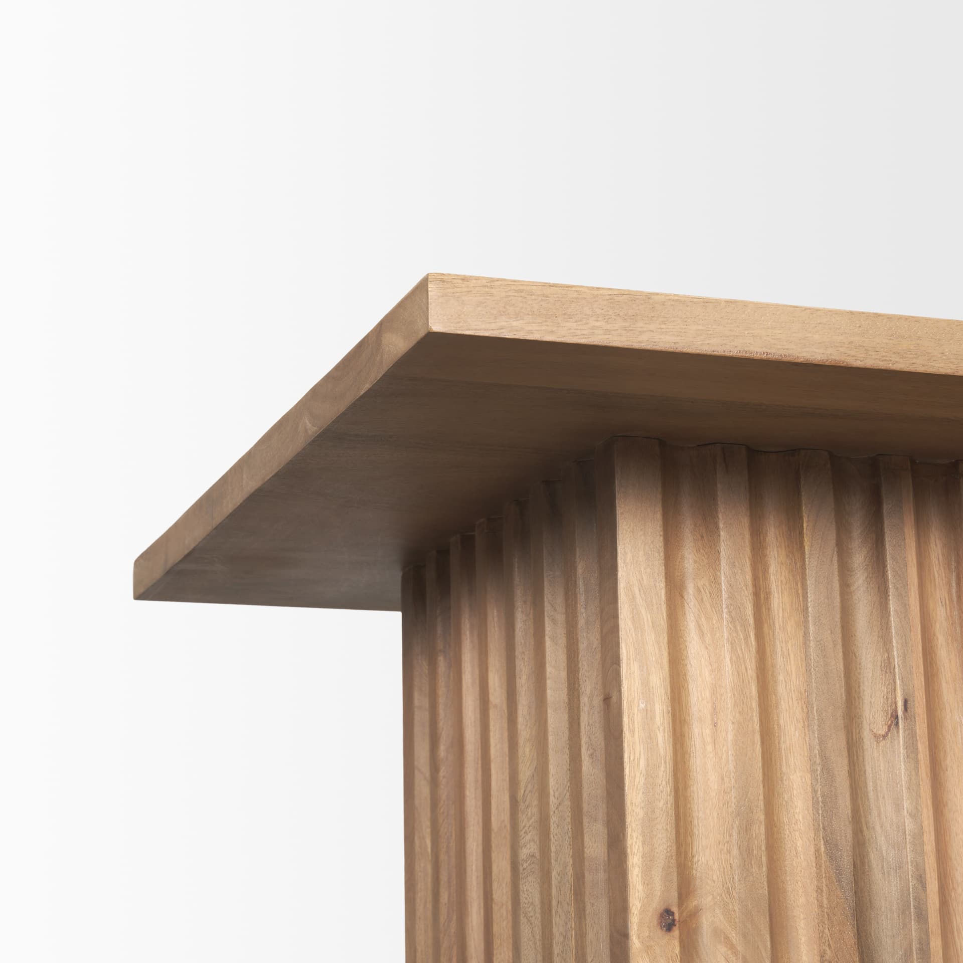 June Light Brown Wood w/ Fluting Square Side Table — product photograph