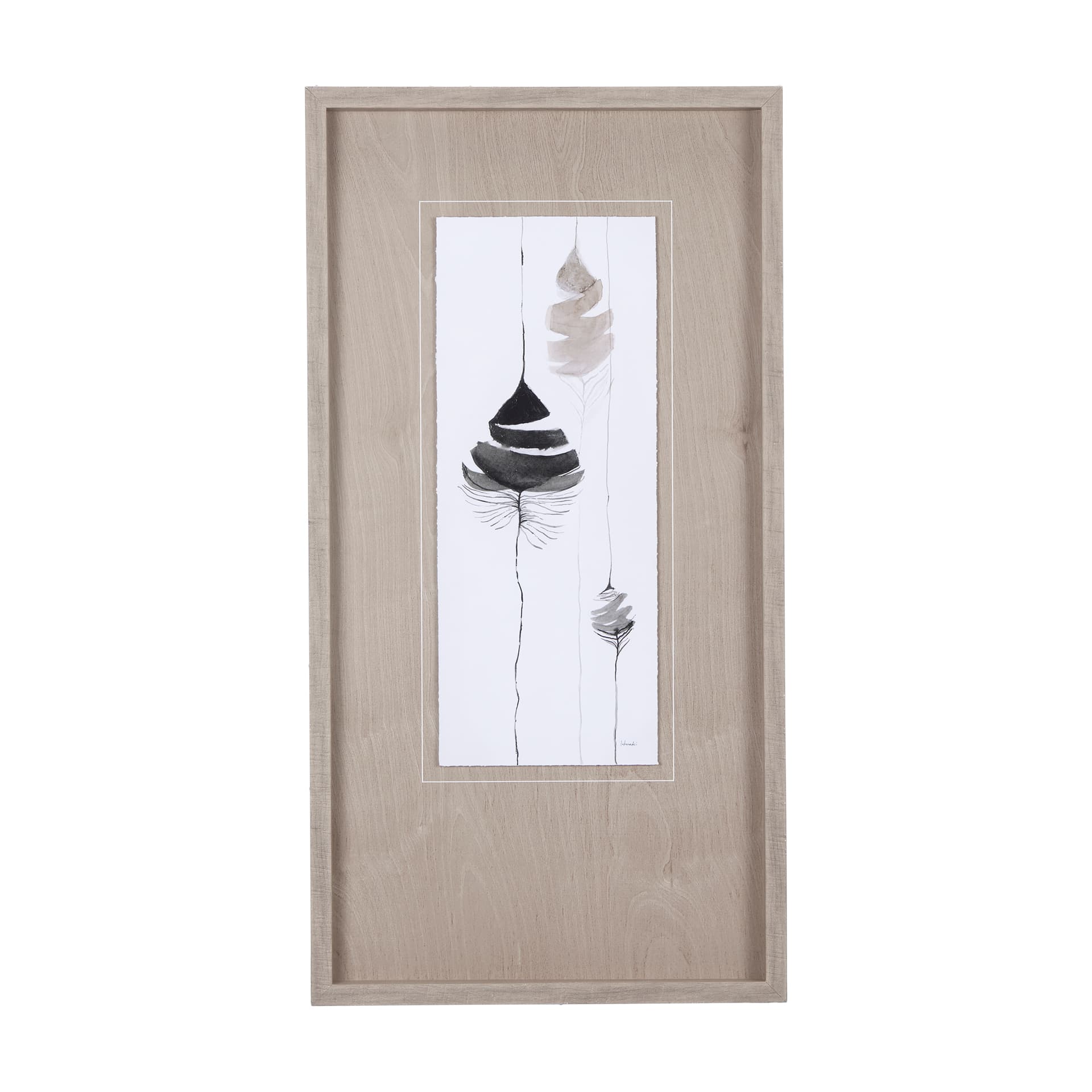 Feather Collection by Mercana Studio a Hand Embellished Textured Framed Art Print Matted under Glass — product photograph