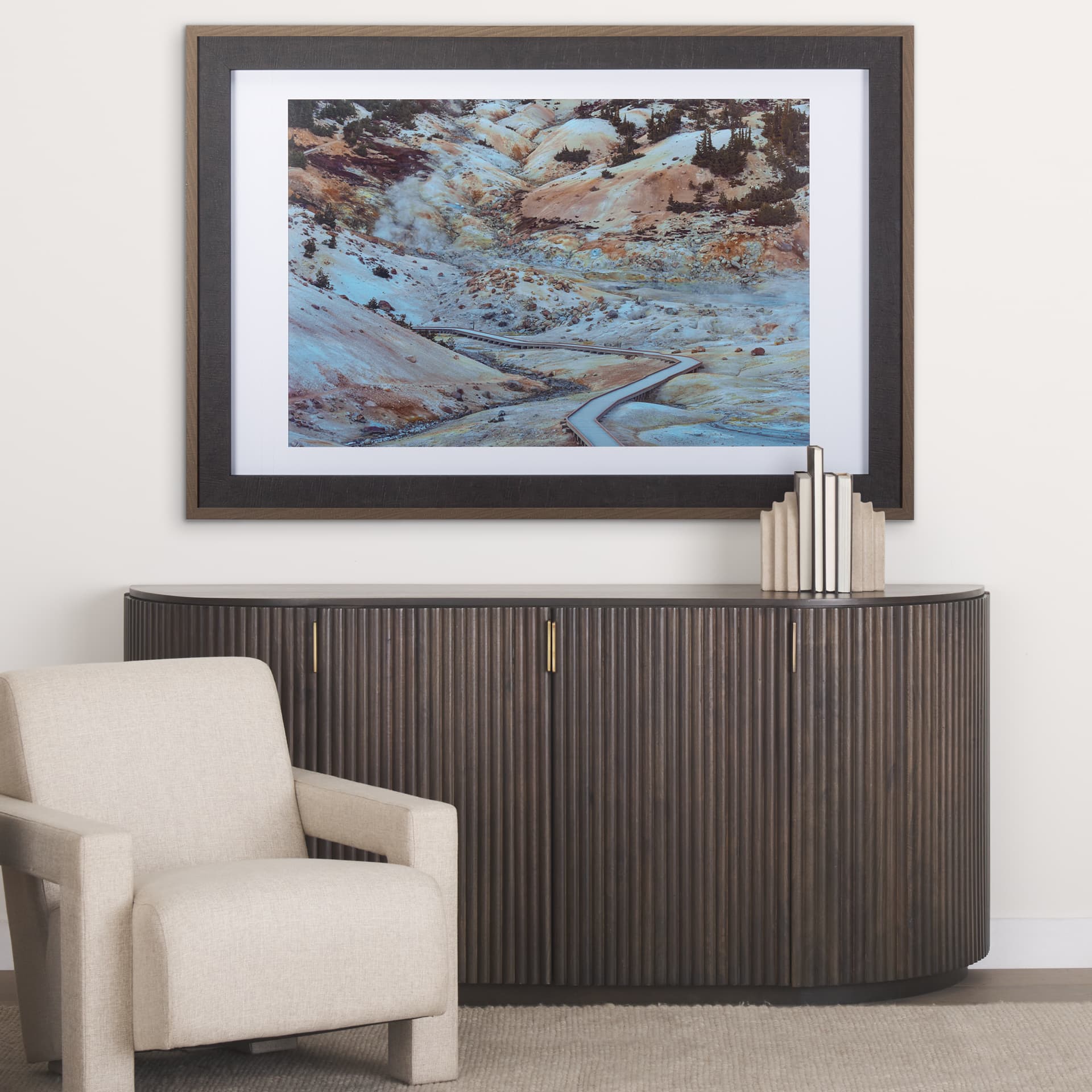 LassenVP by Chad Mackay a Framed Art Print Matted under Glass — in a styled room