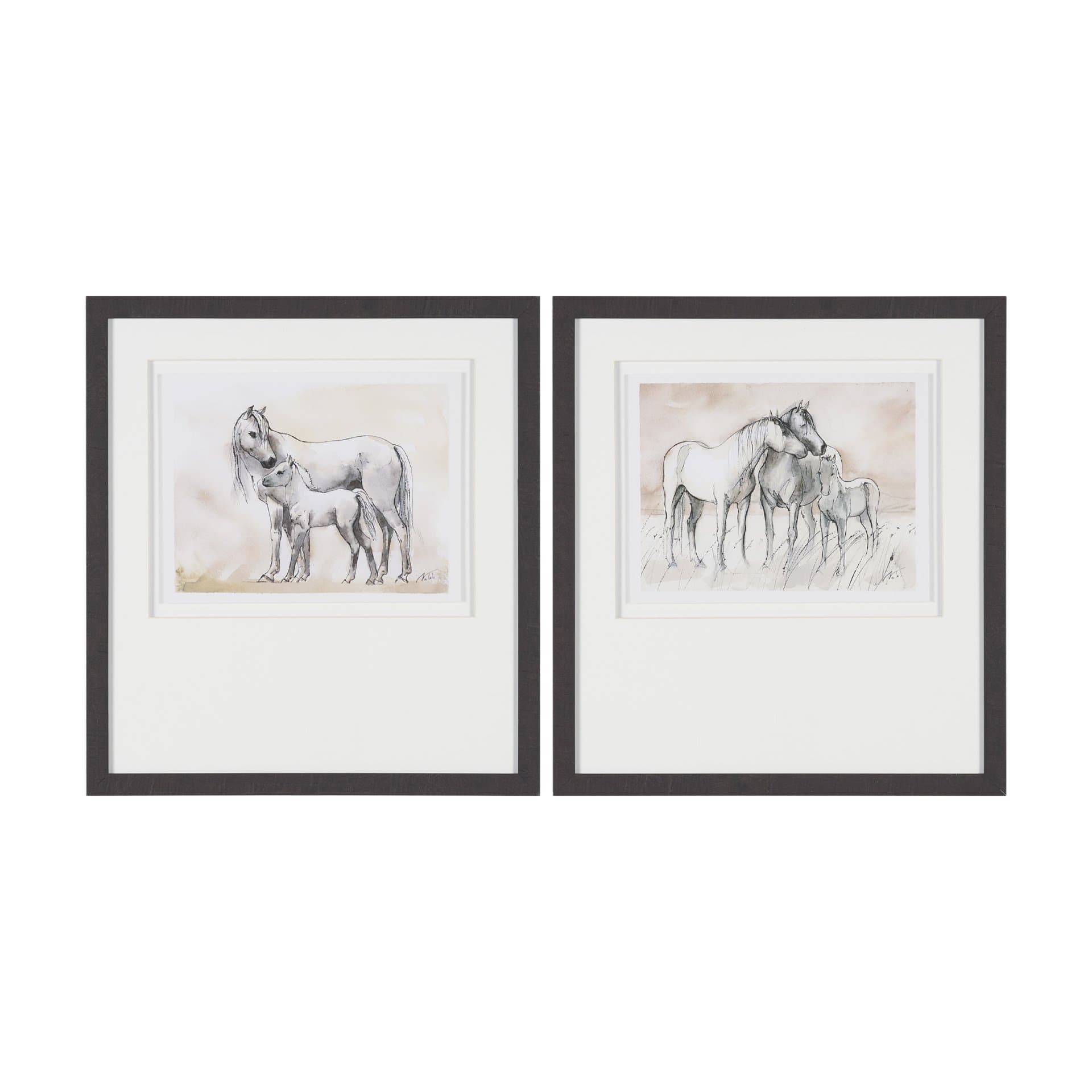 Elegant Beauties by Mercana Studio Framed Artwork Matted under Glass (Set of 2) — product photograph