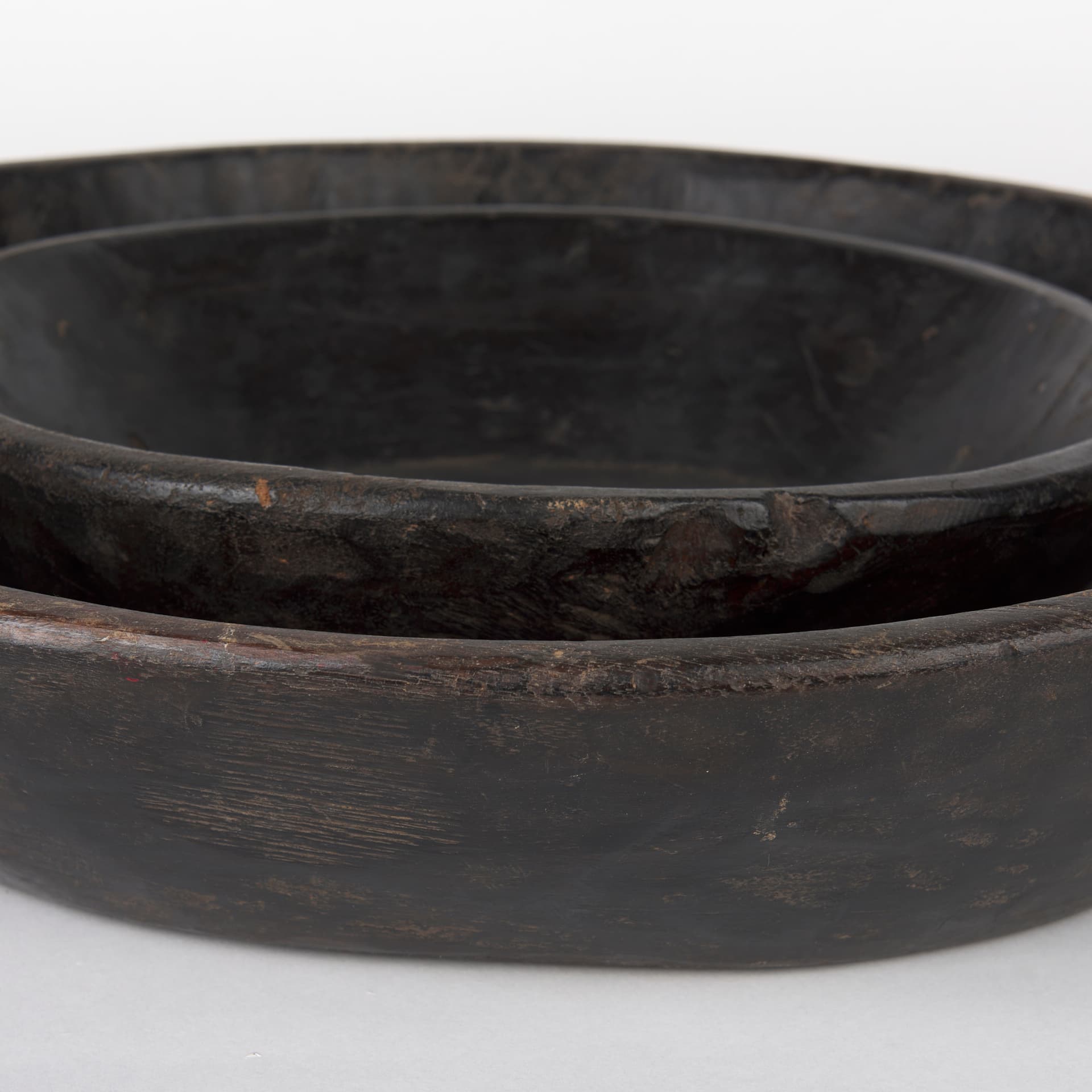 Nikita Set of 2 Large Black-Brown Reclaimed Wood Bowls — product photograph