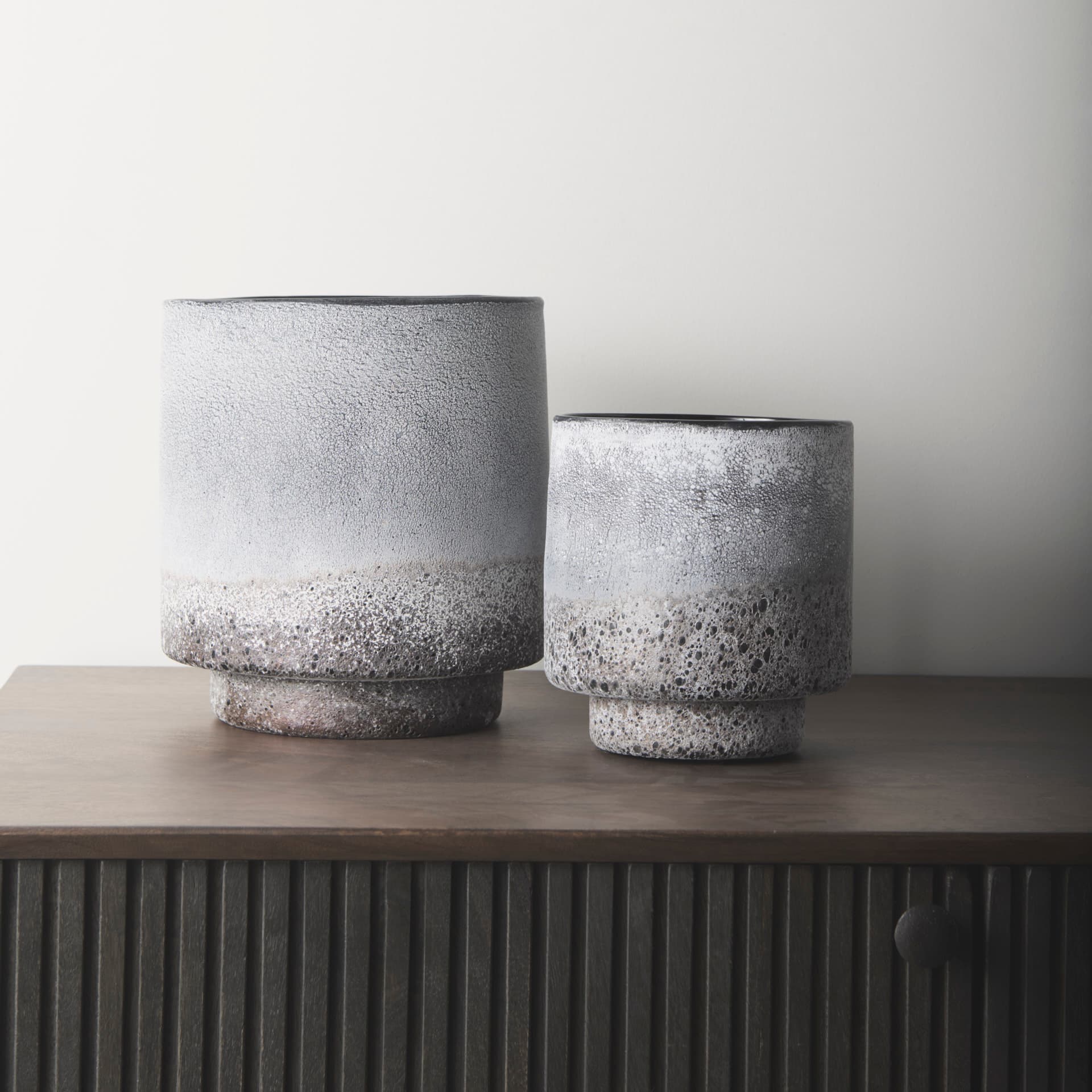 Squally 8.0L x 8.0W x 8.6H Black/Brown Glass Ombre Textured Vase — product photograph