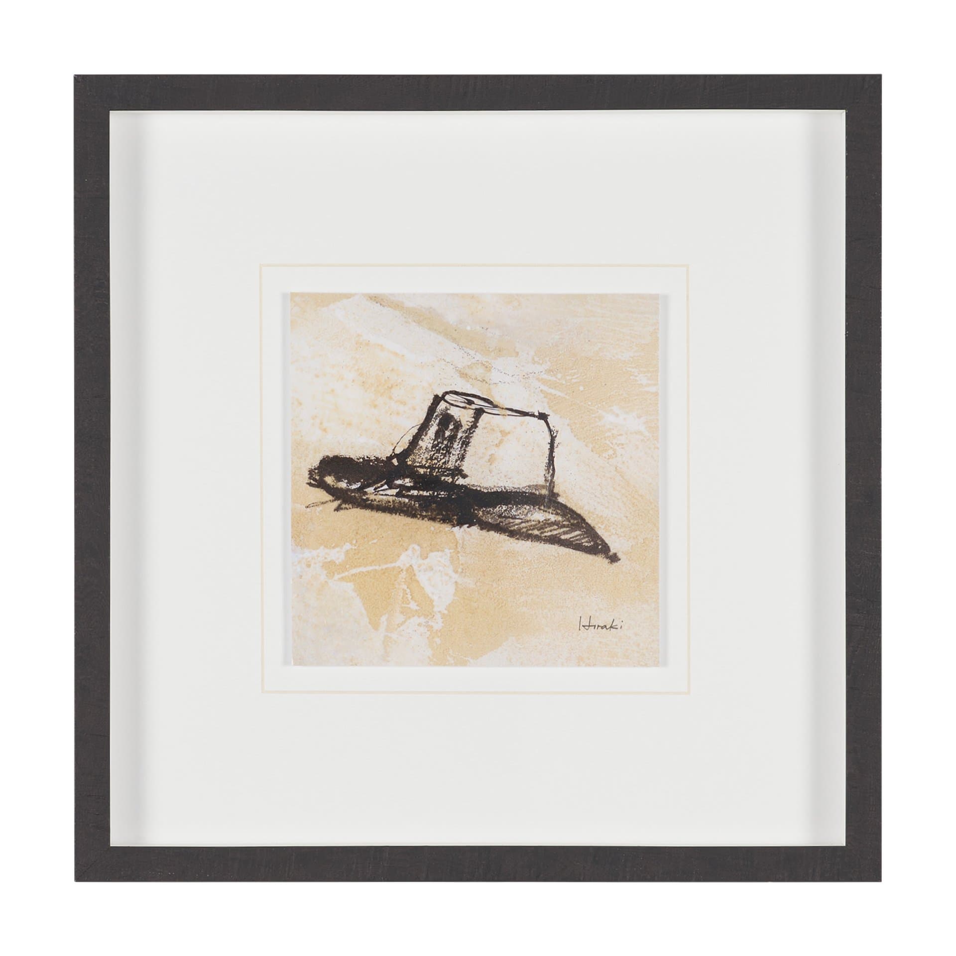 Straw by Mercana Studio Hand-Embellished Textured Framed Artwork Matted under Glass — product photograph
