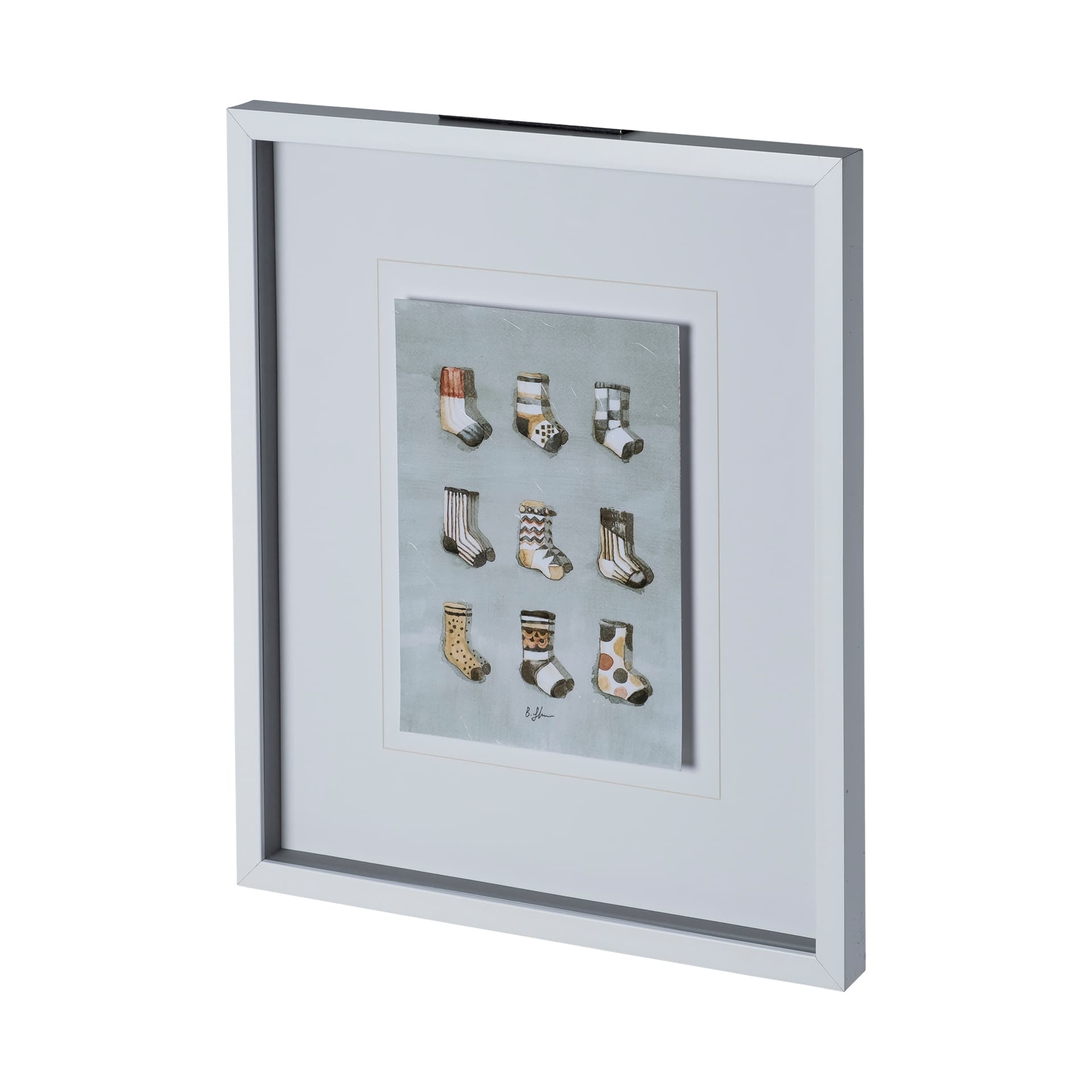 Sock I by Barbara Fleming a Hand Embellished Textured Framed Art Print Matted under Glass — product photograph
