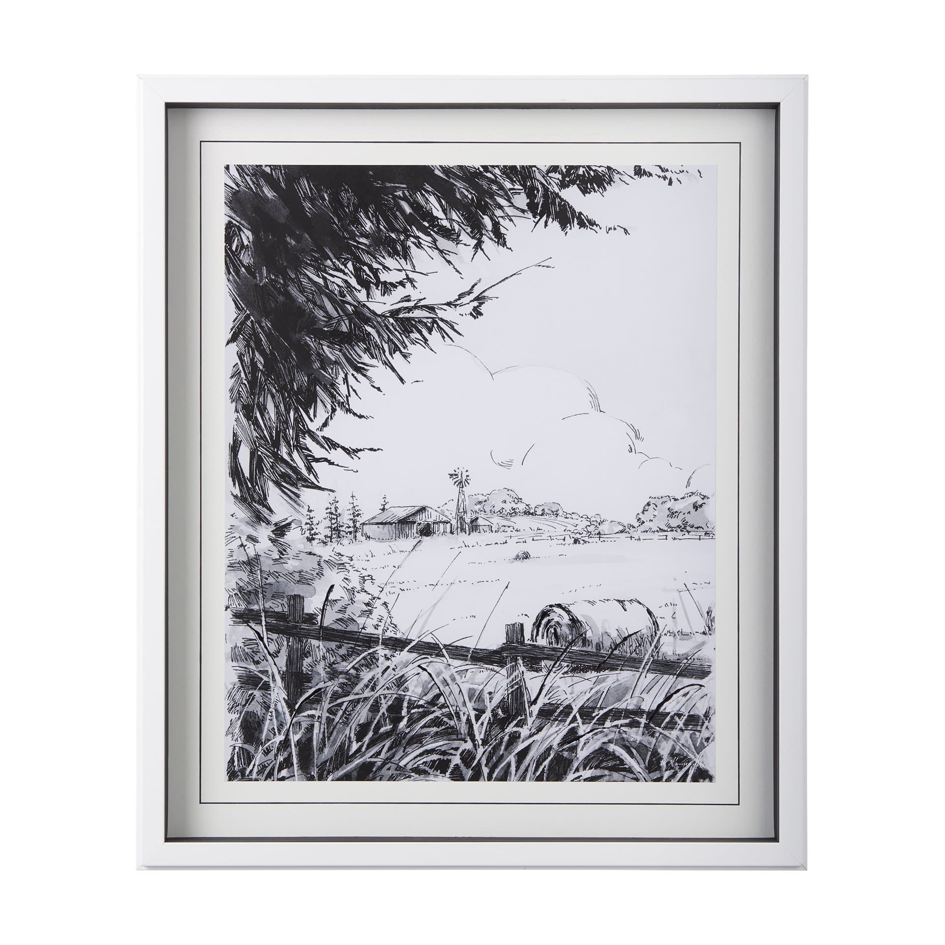 Farm View I by Mercana Studio a Hand Embellished Textured Framed Art Print Matted under Glass — product photograph