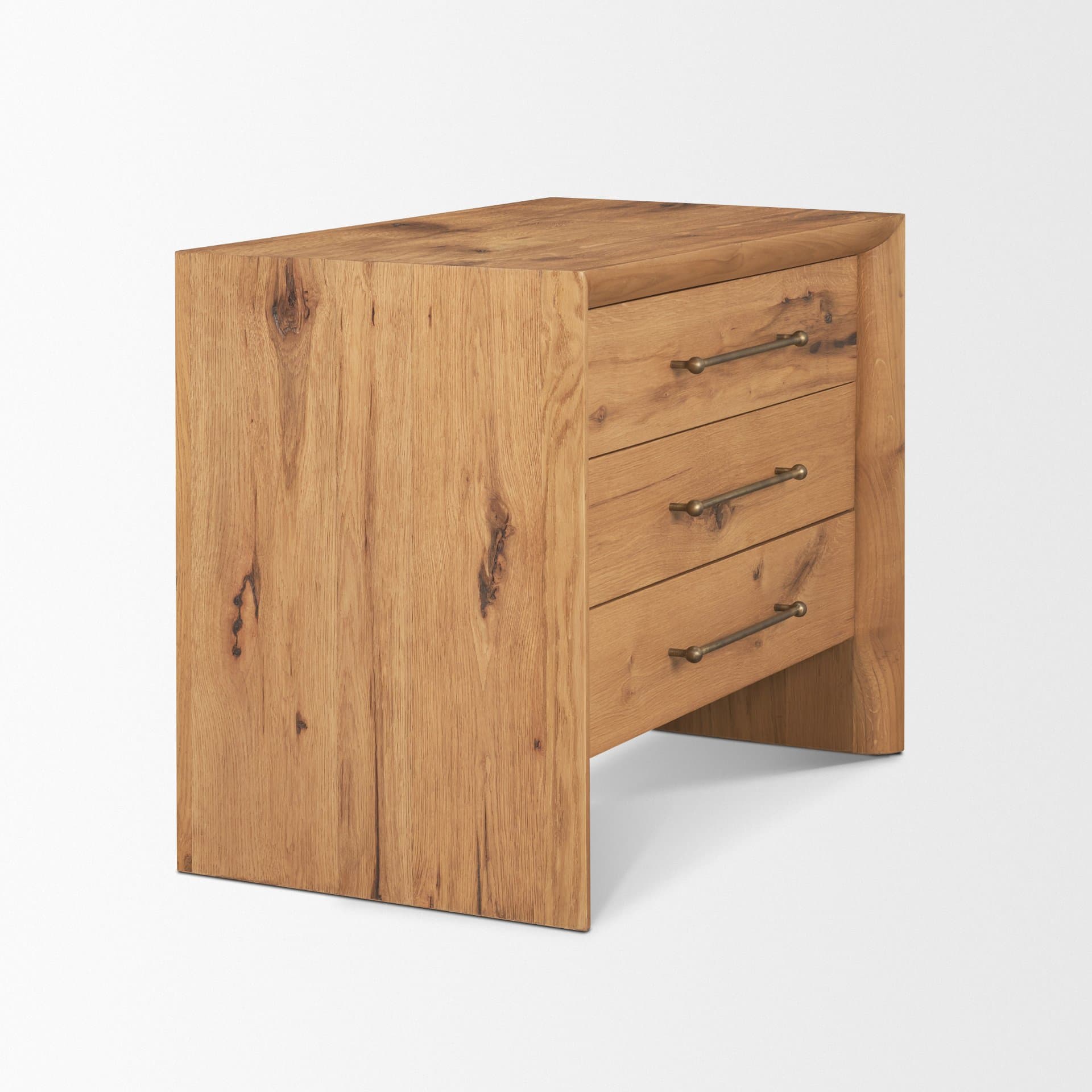 Belford 3-Drawer Light Brown Oak Wood Closed Nightstand — product photograph
