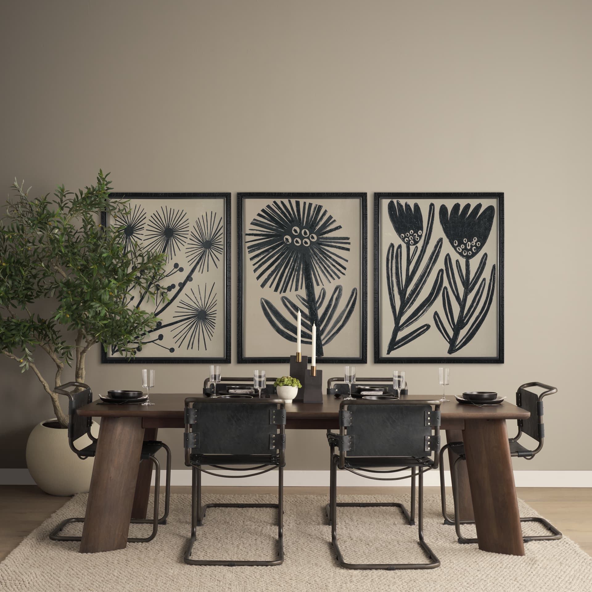 Simple Floral - Bloom by Mercana Studio Hand Embellished Textured Framed Art Photo Matted under Glas — in a styled room
