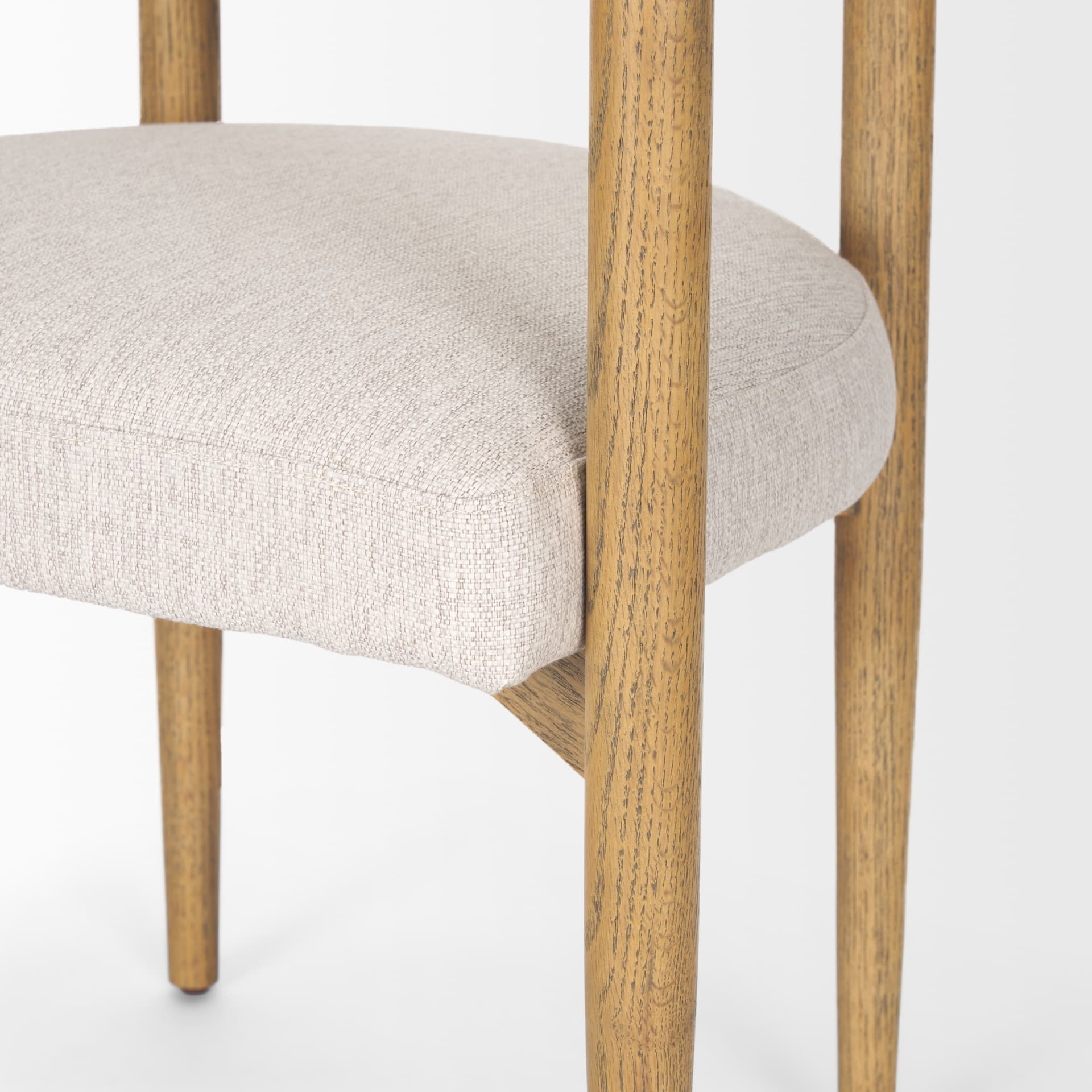 Arden Curved Back Dining Side Chair | Cream Twill w/ Brown Wood — product photograph